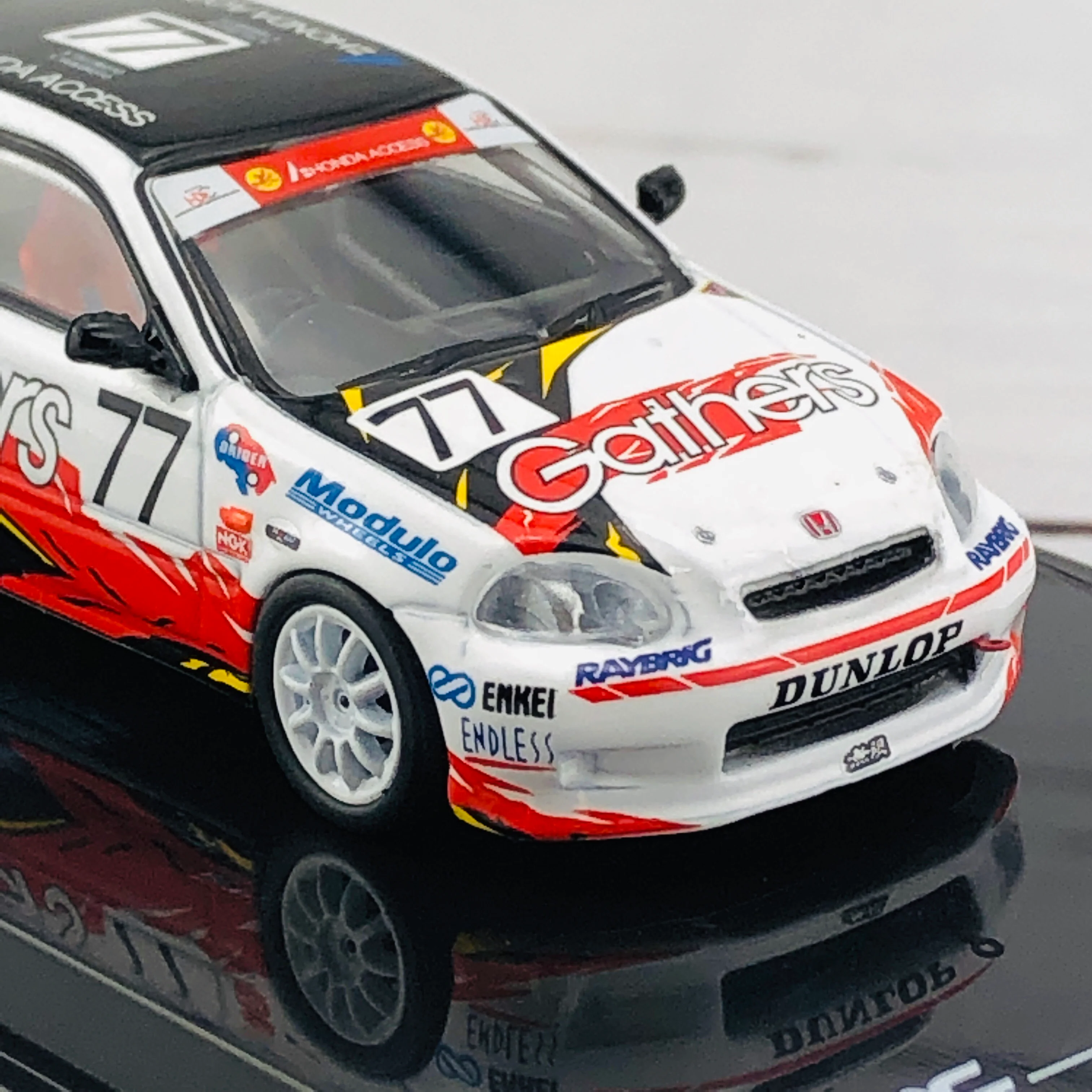 Tarmac Works 1/64 Honda Civic Type R EK9 Super Taikyu 1998 ST-4 Champion Gathers livery #77 T64–010-GR - Image 6