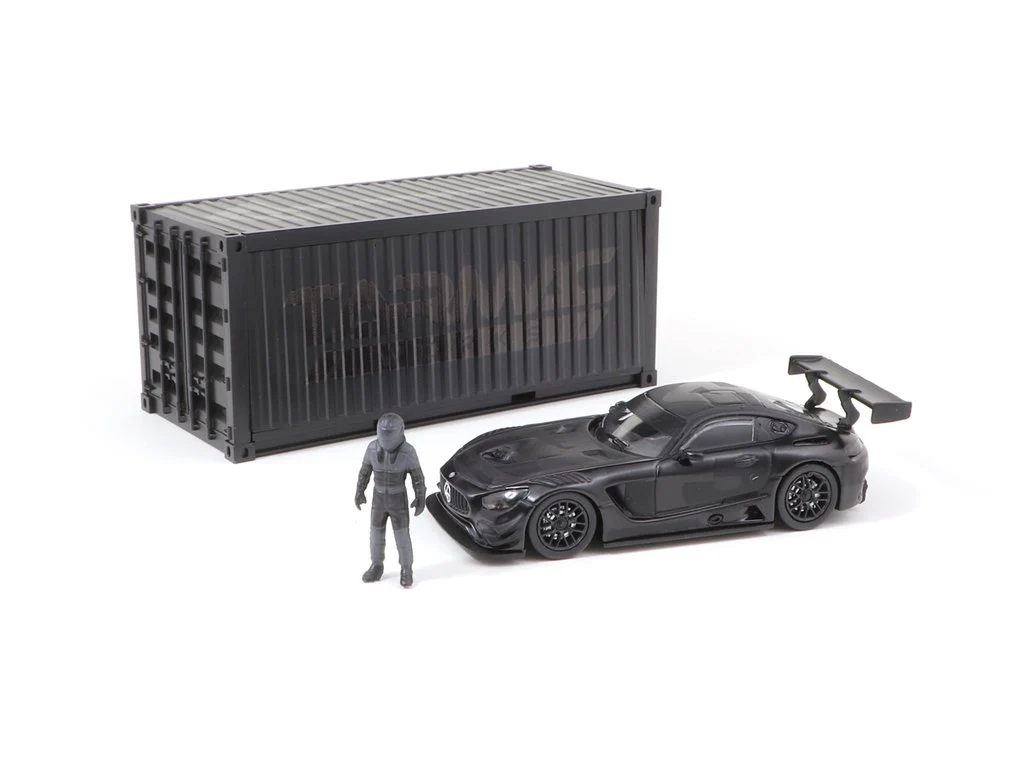 Tarmac Works 1/64 Mercedes-AMG GT3 4A Like Black No. 3 (Black) with Container and Figure (Limited to 500pcs produced) T64-008-4A3B - Image 2