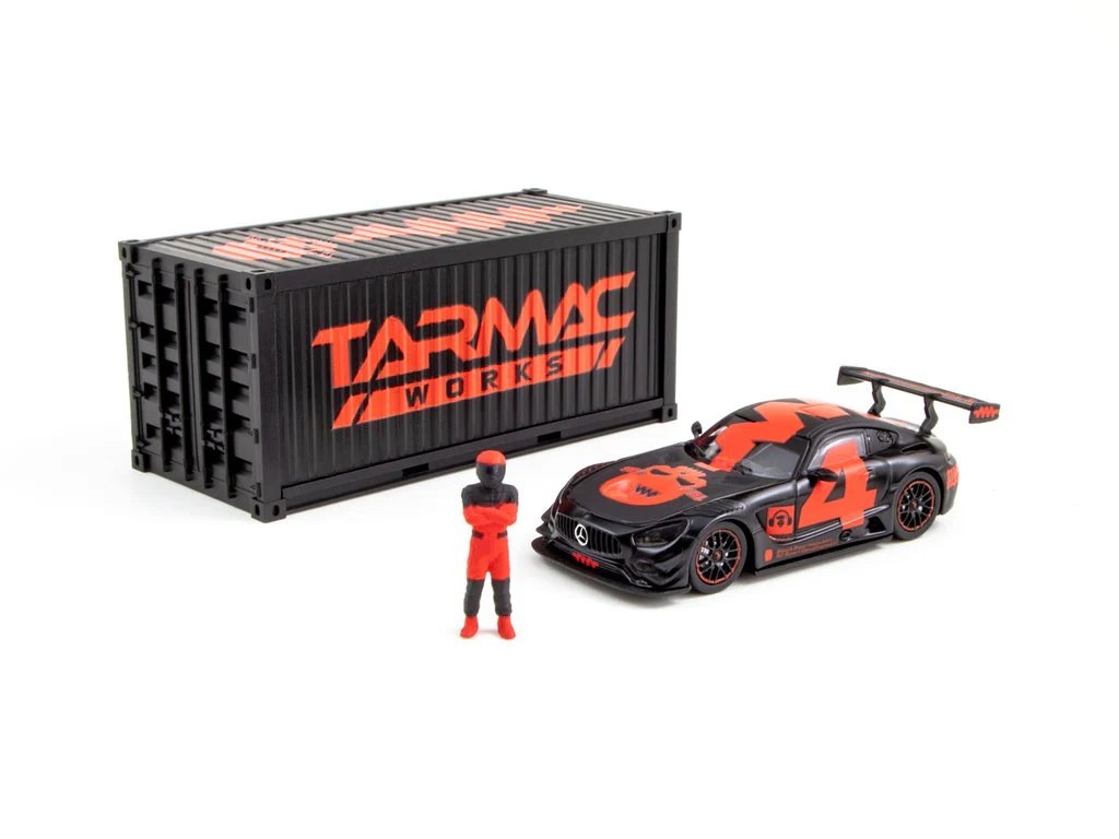 Tarmac Works 1/64 Mercedes-AMG GT3 4A Like Black No. 4 (Red) with Container Limited to 500pcs produced T64-008-4A4R - Image 7