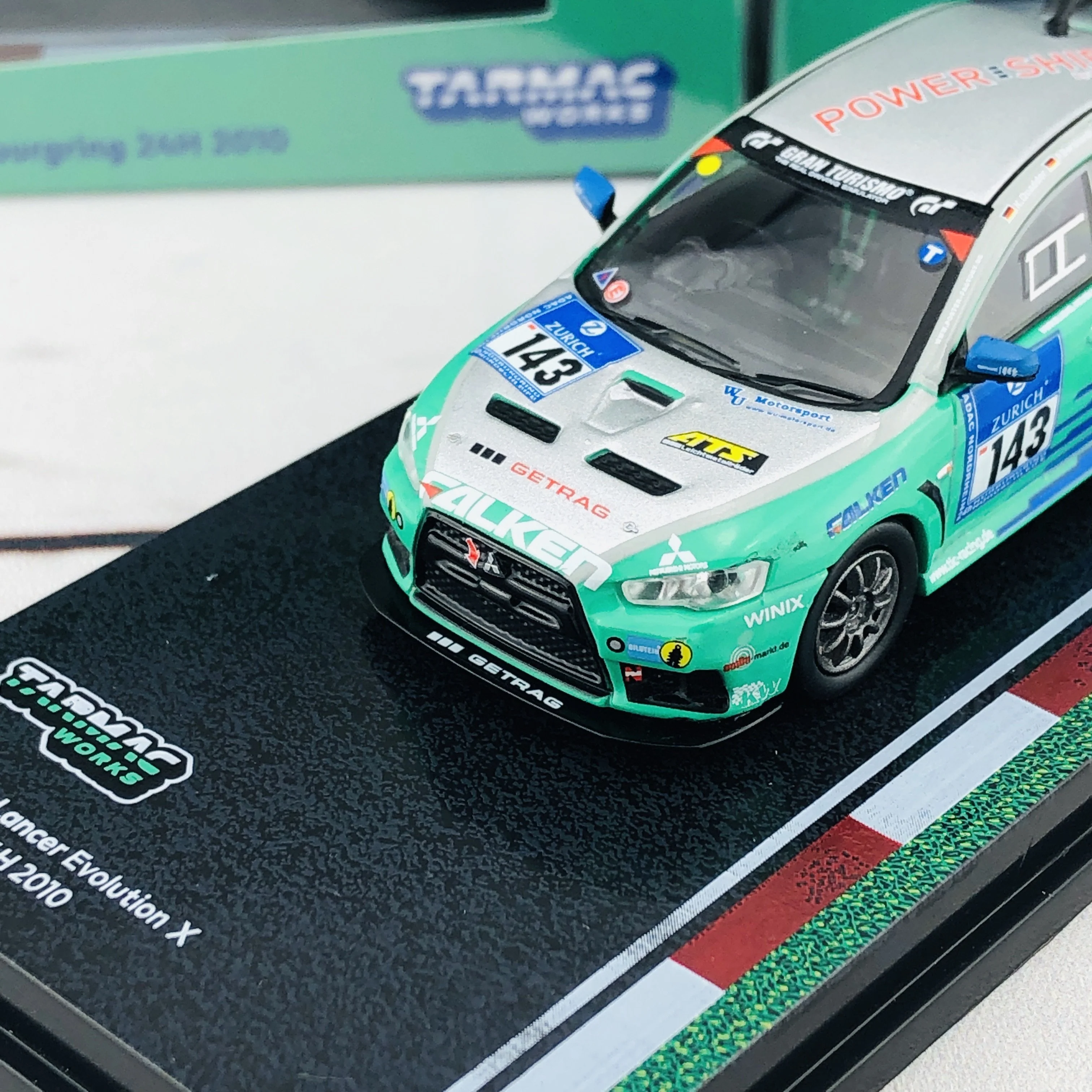 Tarmac Works 1/64 Mitsubishi Lancer Evolution X Nurburgring 24H 2010 T64-004-NUR - Image 3