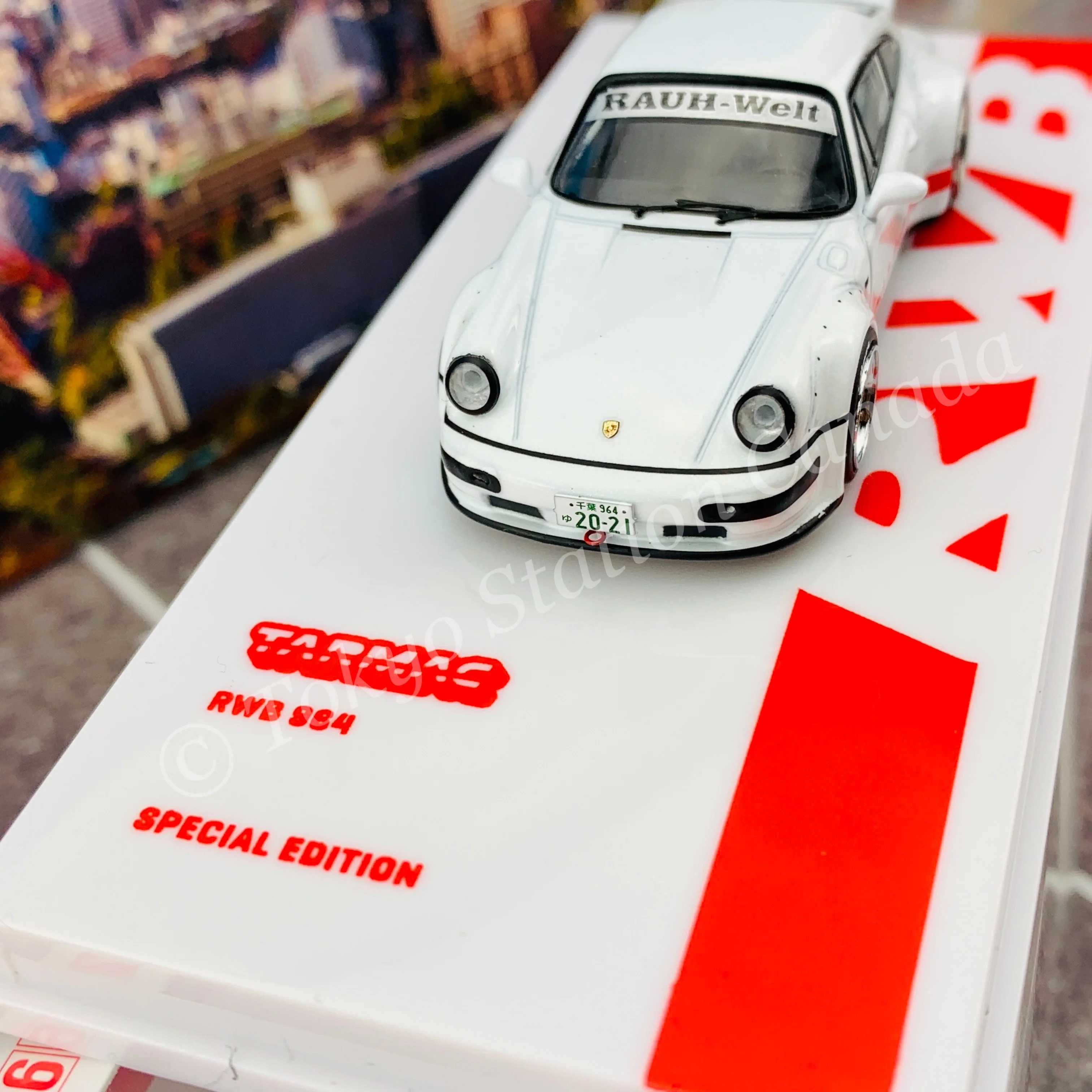 Tarmac Works 1/64 RWB 964 White with Red Stripe "2021 Tokyo Auto Salon Special" T64-037-WHT - Image 2