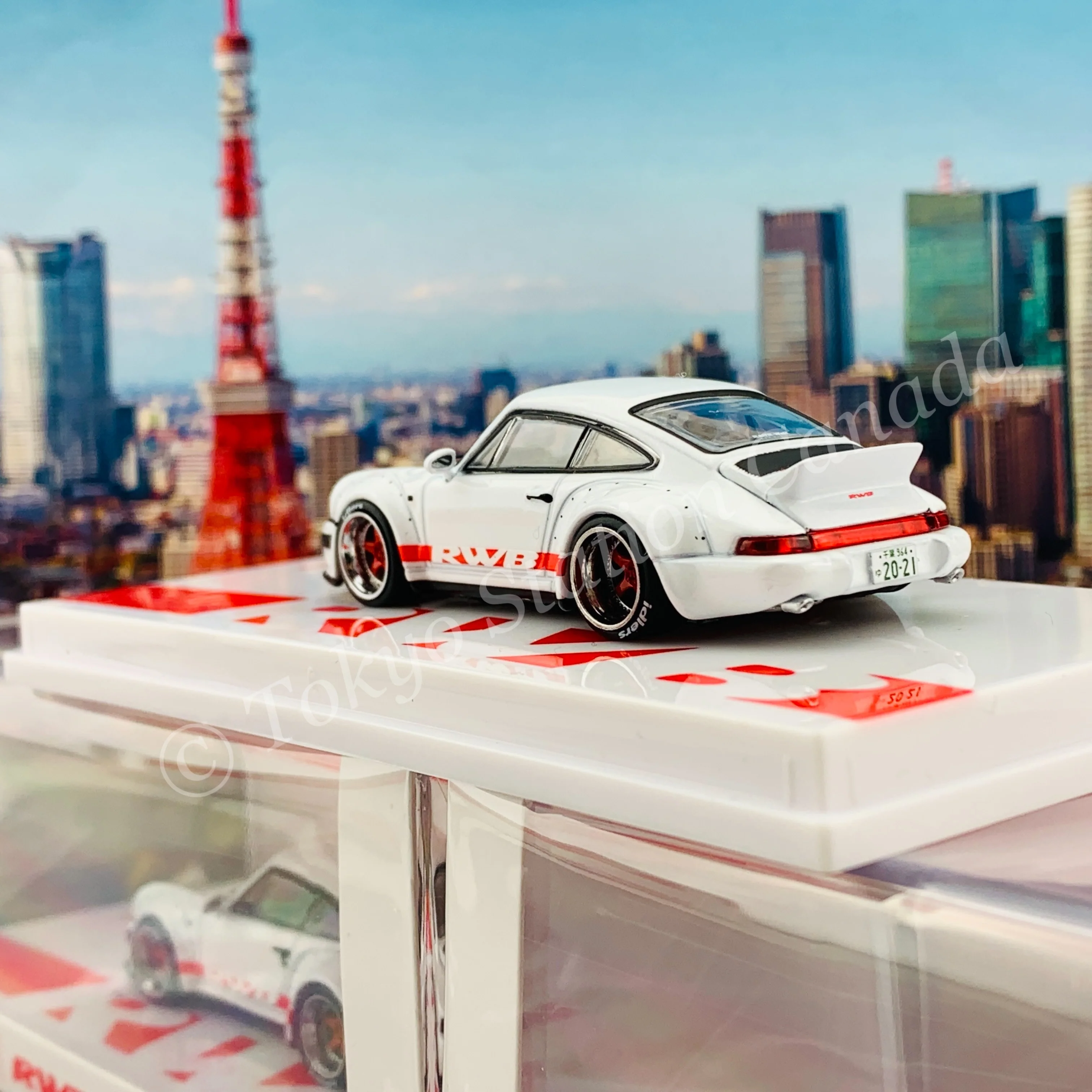 Tarmac Works 1/64 RWB 964 White with Red Stripe "2021 Tokyo Auto Salon Special" T64-037-WHT - Image 6