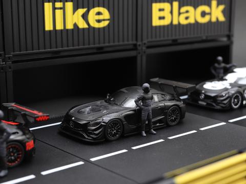 Tarmac Works Mercedes me x likeBlack x Tarmac Works 1/64 Mercedes-AMG GT3 #4 Diorama & Cars Box set T64-008-4A4Box - Image 2