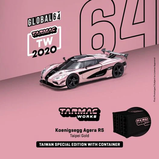Tarmac Works 1/64 Taiwan Exclusive Model Koenigsegg Agera RS Taipei Gold T64G-005-TG - Image 3