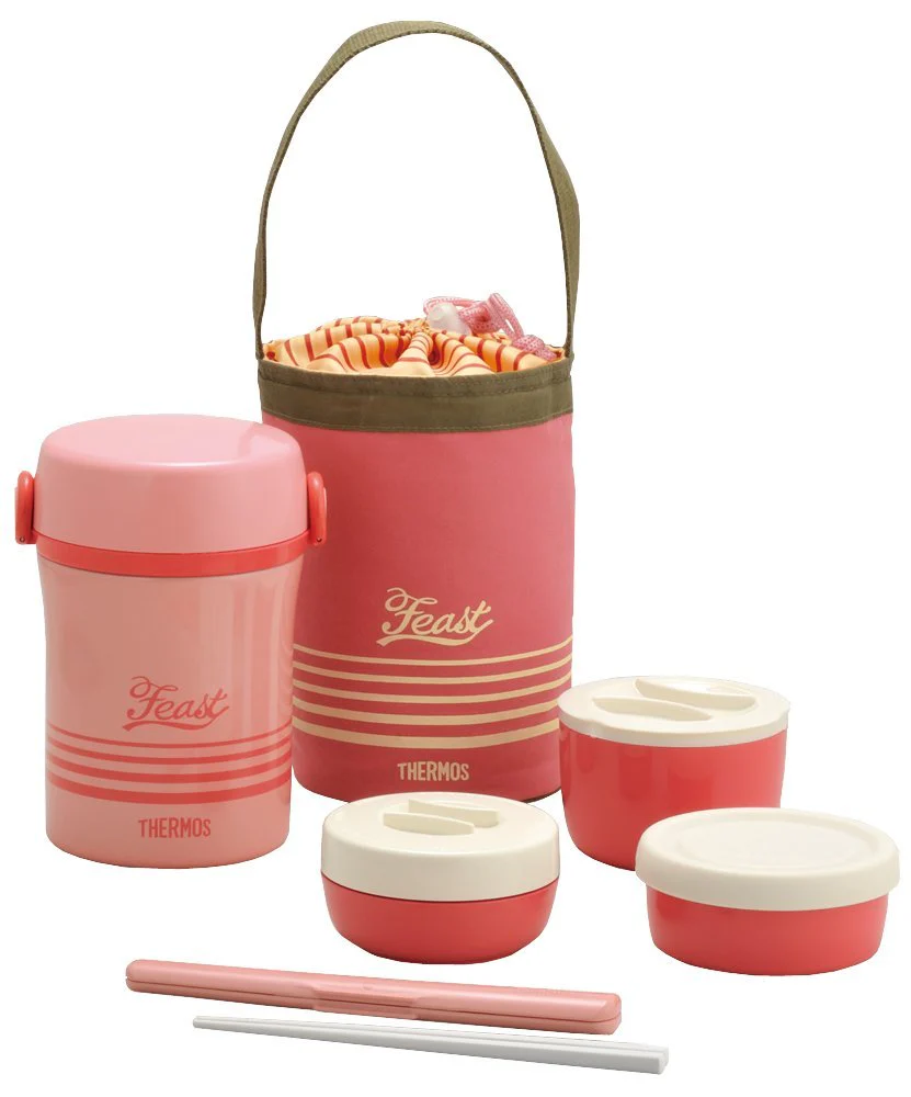 THERMOS Lunch box with tote bag and chopstick - Pink - Image 2