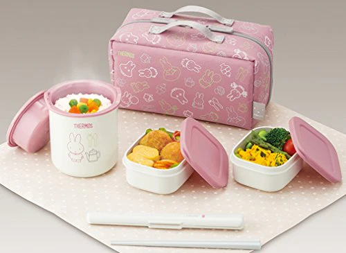 THERMOS miffy Lunch Set with Thermal Carrying Bag - Pink DBQ-252B - Image 2