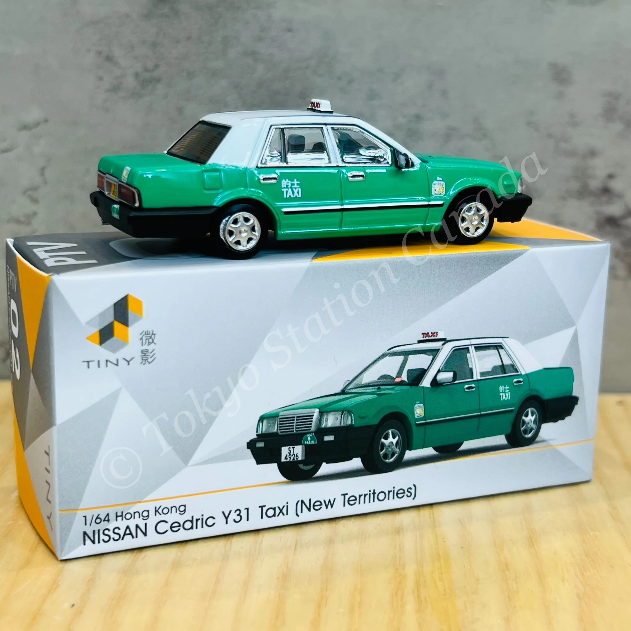 TINY 微影 1/64 Tiny City PTV02 Nissan Cedric Y31 Hong Kong Taxi (New Territories) ATC66140 - Image 2