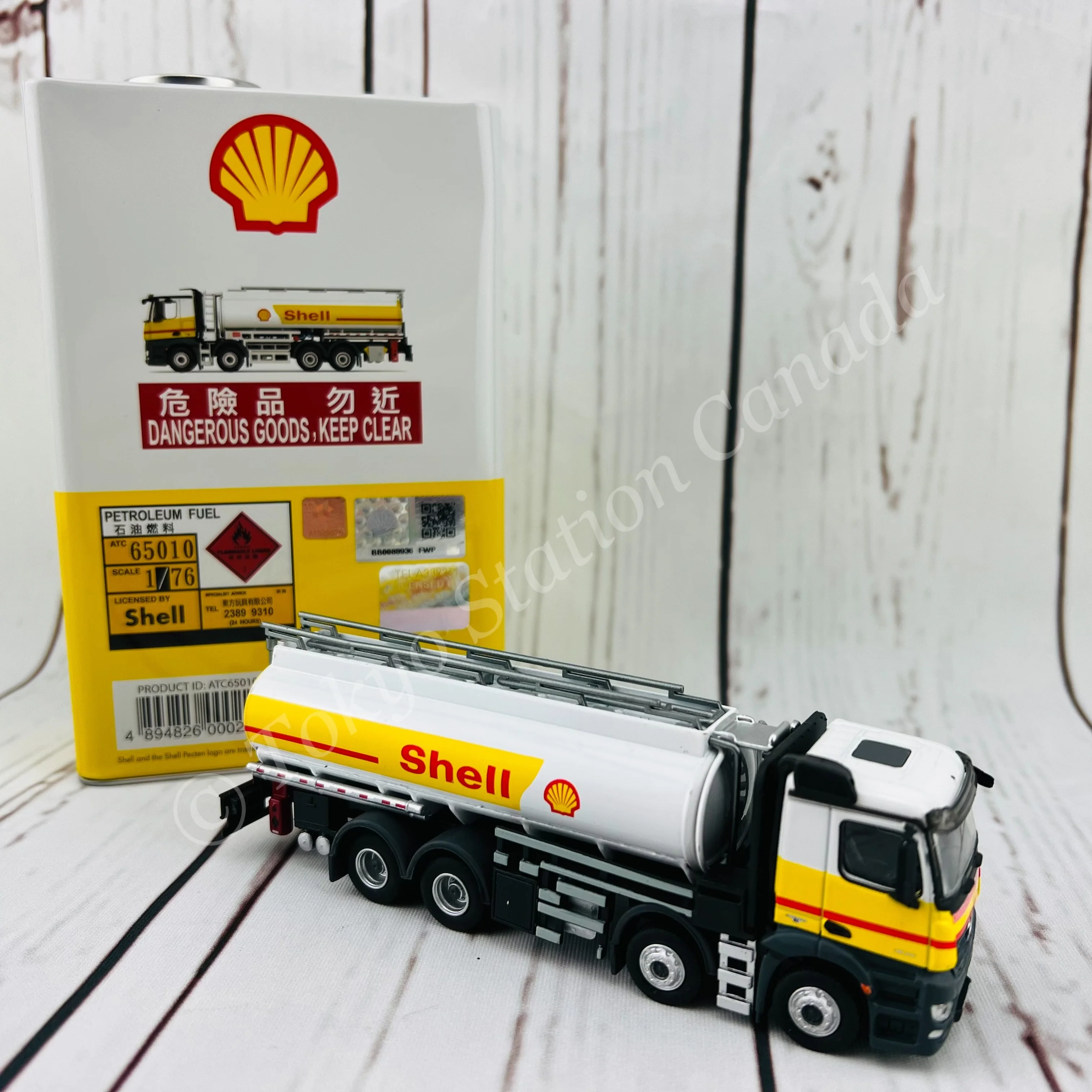 TINY 微影 1/76 Shell Oil Tanker Truck MERCEDES-BENZ Antos with Shell Motor Oil Can ATC65010 - Image 5
