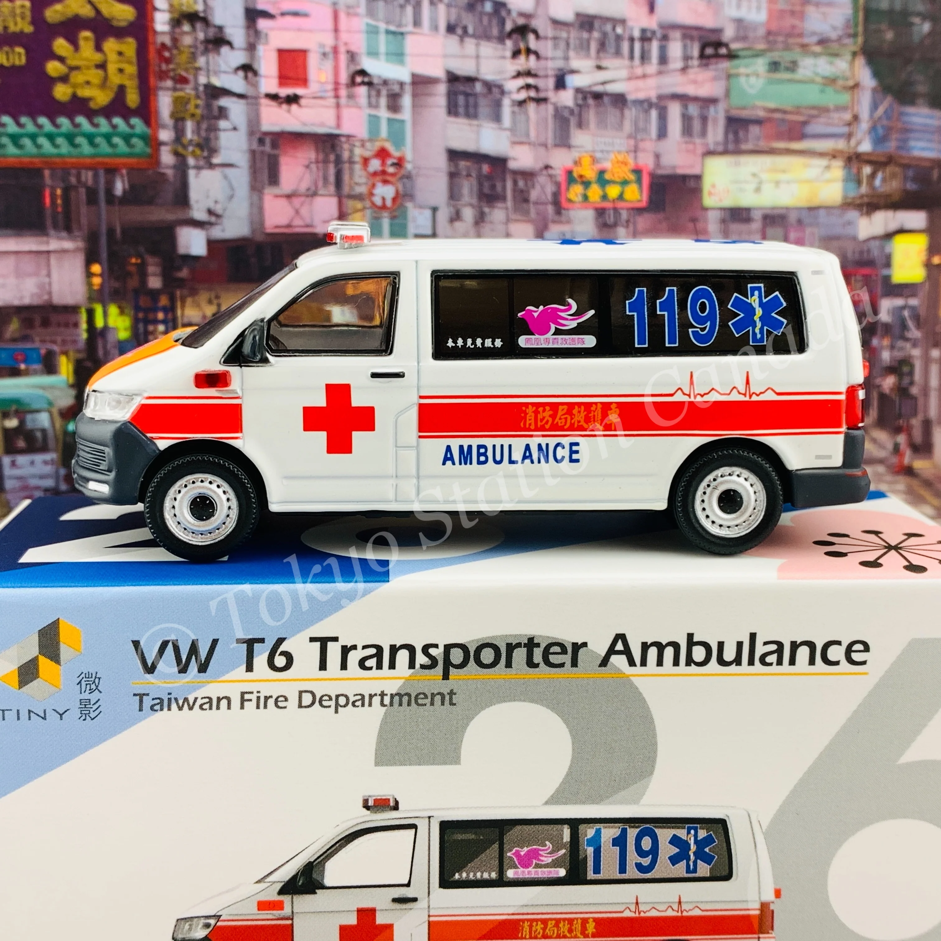 TINY 微影 26 VW T6 Transporter Ambulance Taiwan Fire Department ATC64560 - Image 2