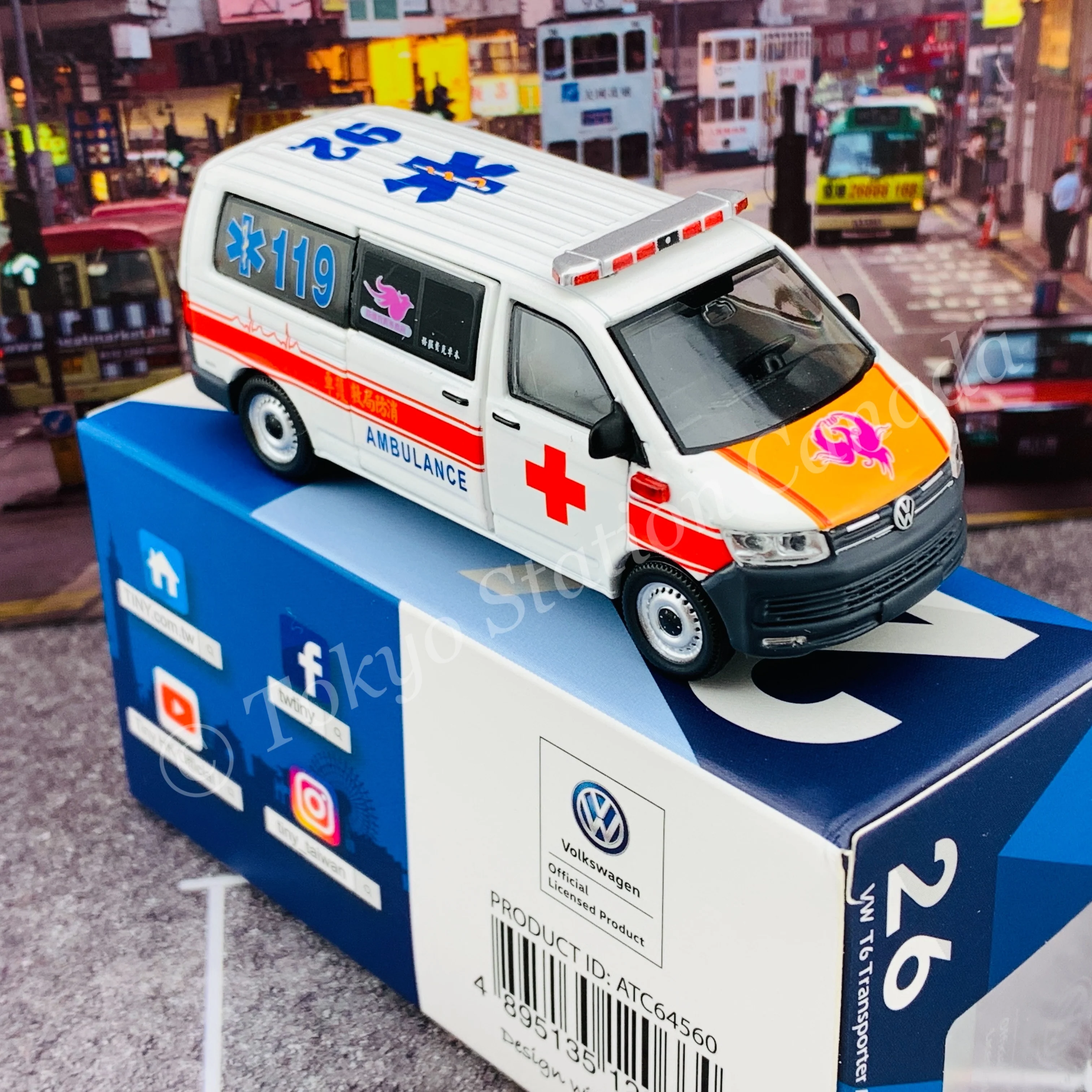 TINY 微影 26 VW T6 Transporter Ambulance Taiwan Fire Department ATC64560 - Image 5