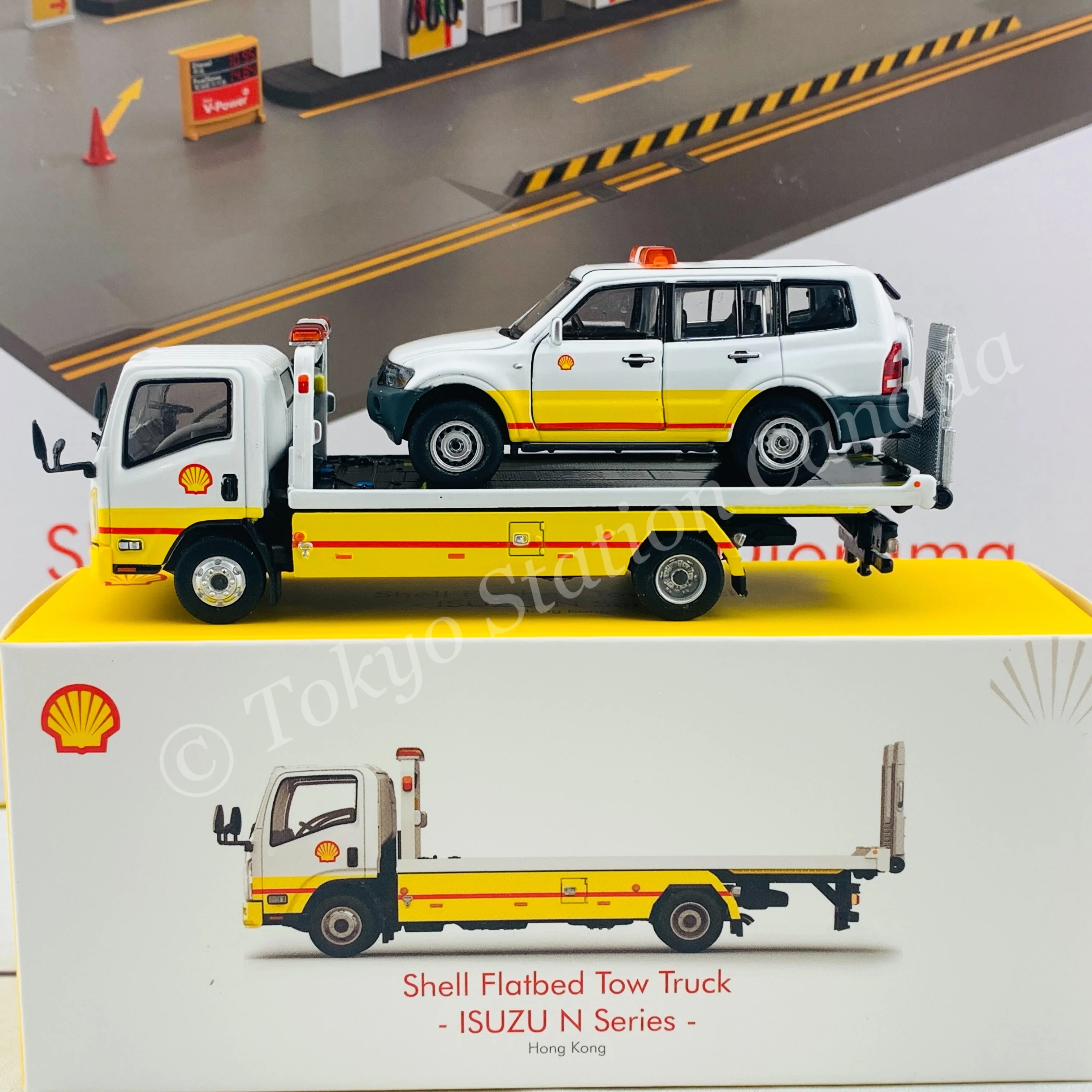 Tiny 微影 Hong Kong Shell Flatbed Tow Truck ISUZU N Series ATC64960 - Image 7