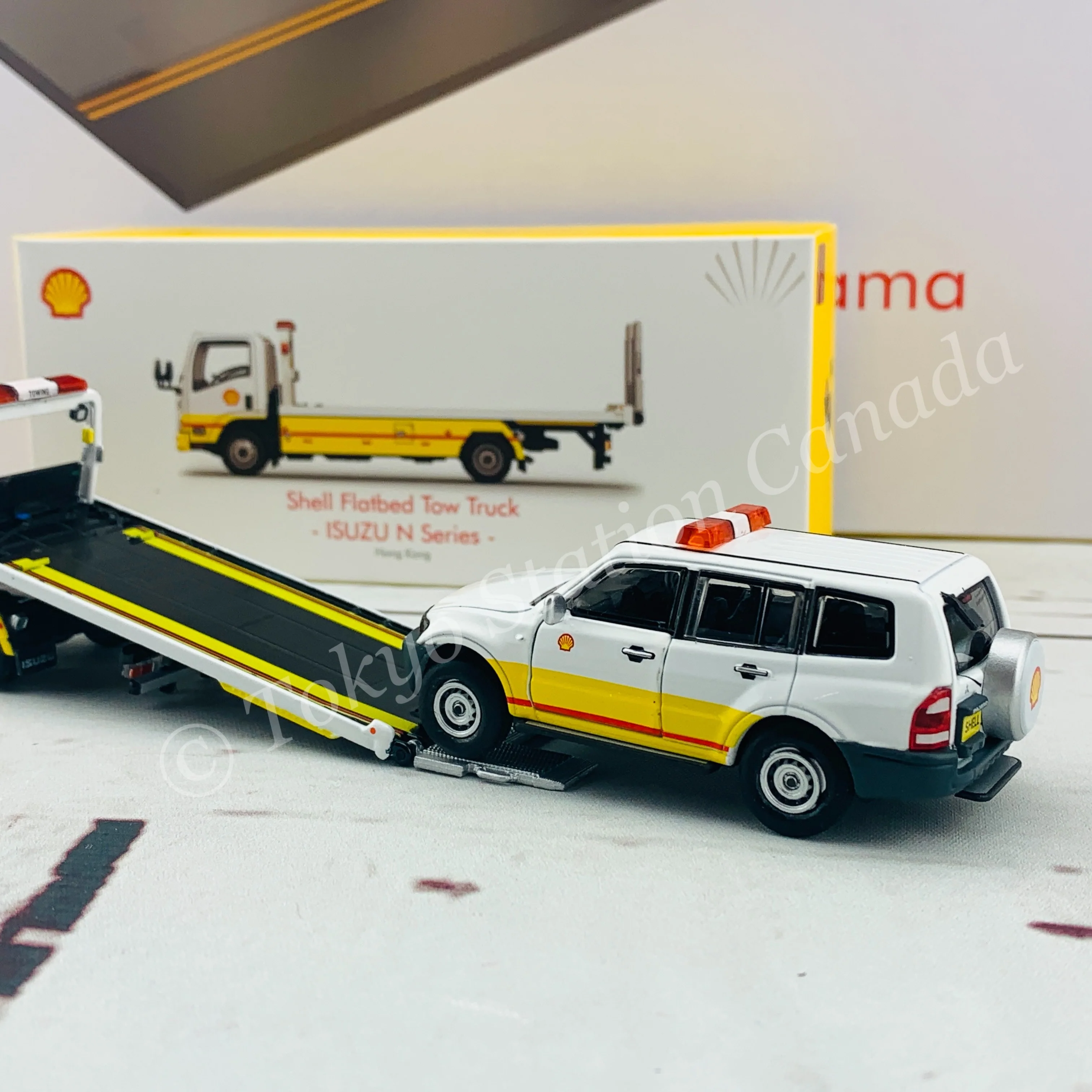 Tiny 微影 Hong Kong Shell Flatbed Tow Truck ISUZU N Series ATC64960 - Image 8