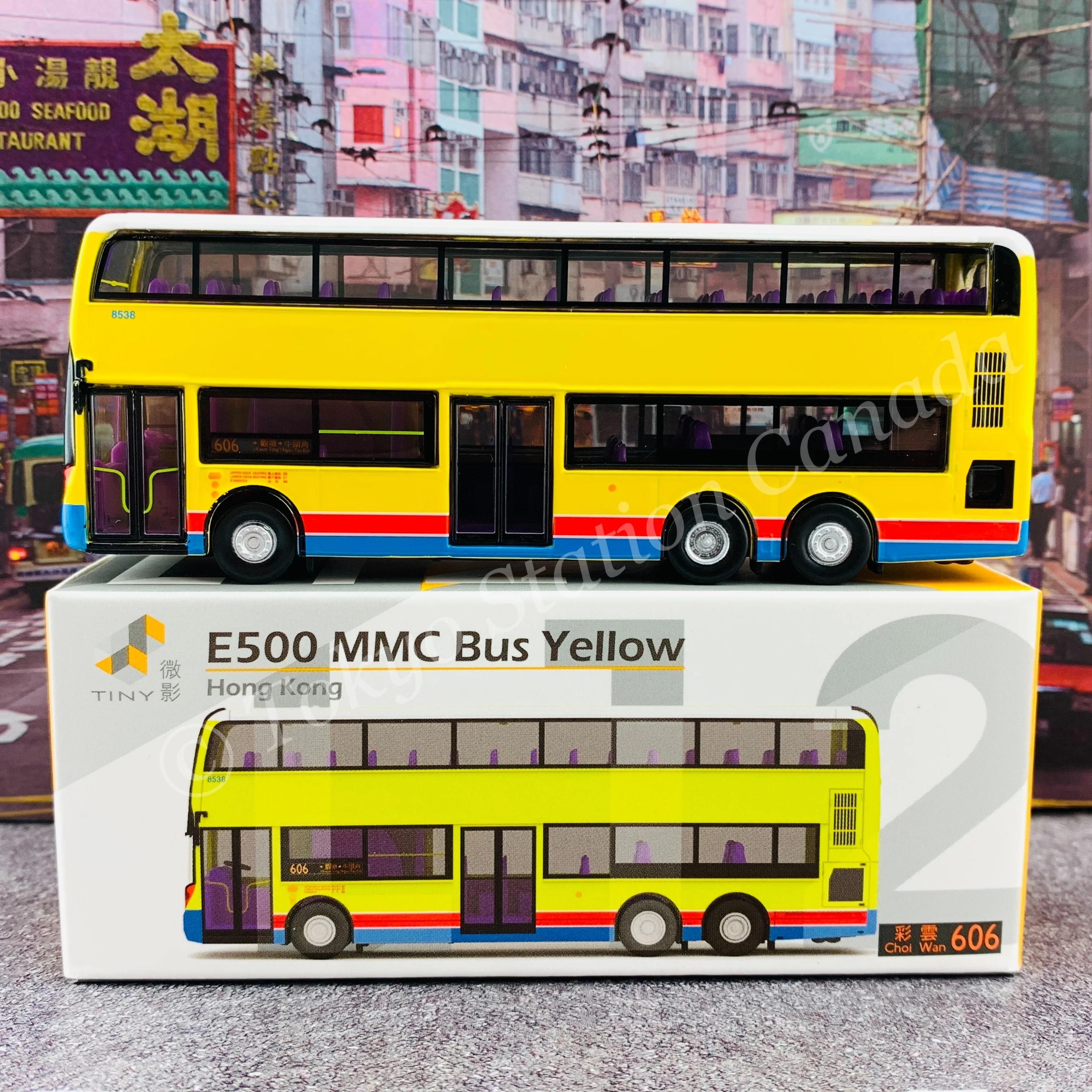 TINY 微影 L12 E500 MMC Bus Yellow (Choi Wan 606 彩雲) ATC64724 - Image 3