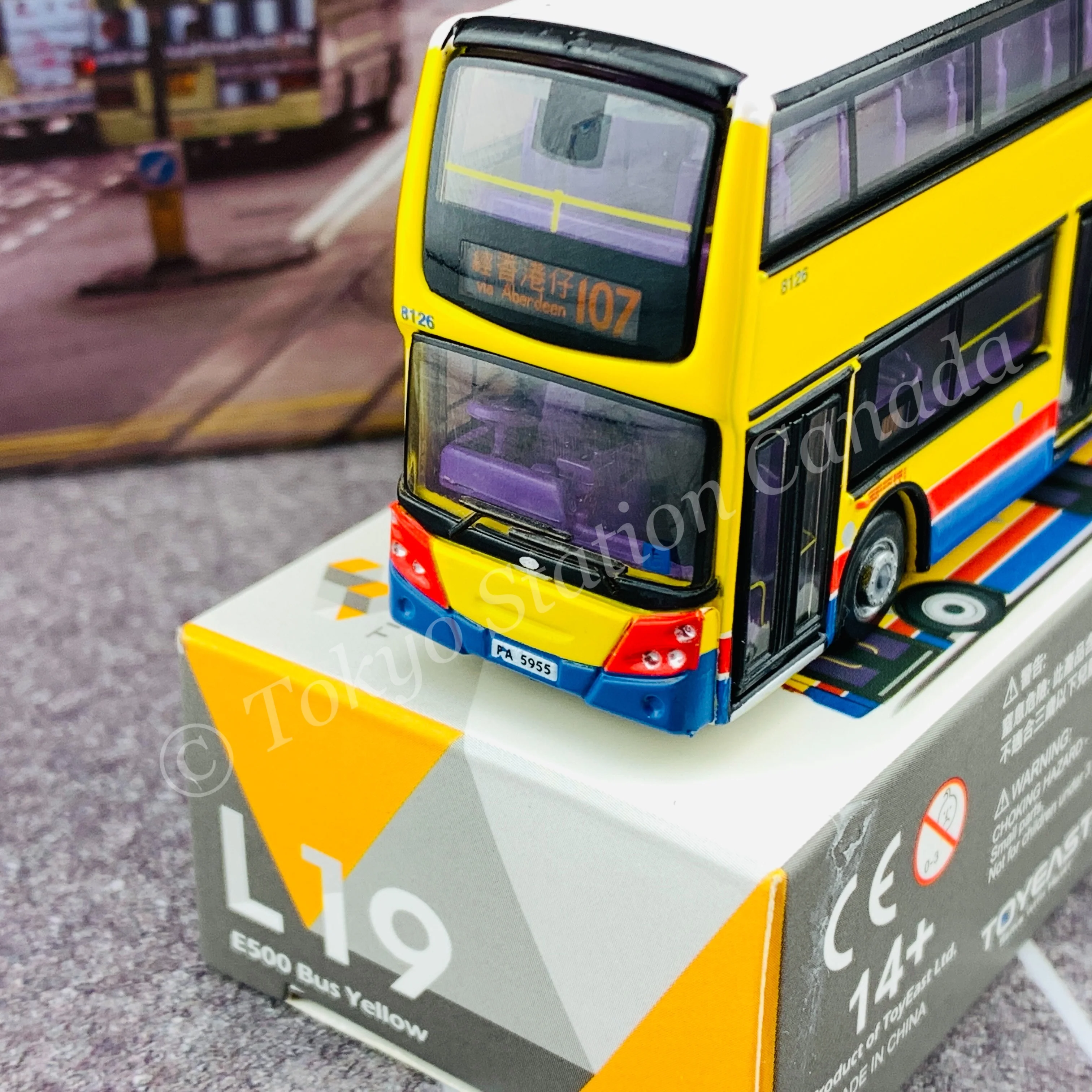 TINY 微影 L19 E500 Bus Yellow (via Aberdeen 107 經 香港仔) ATC64992 - Image 2
