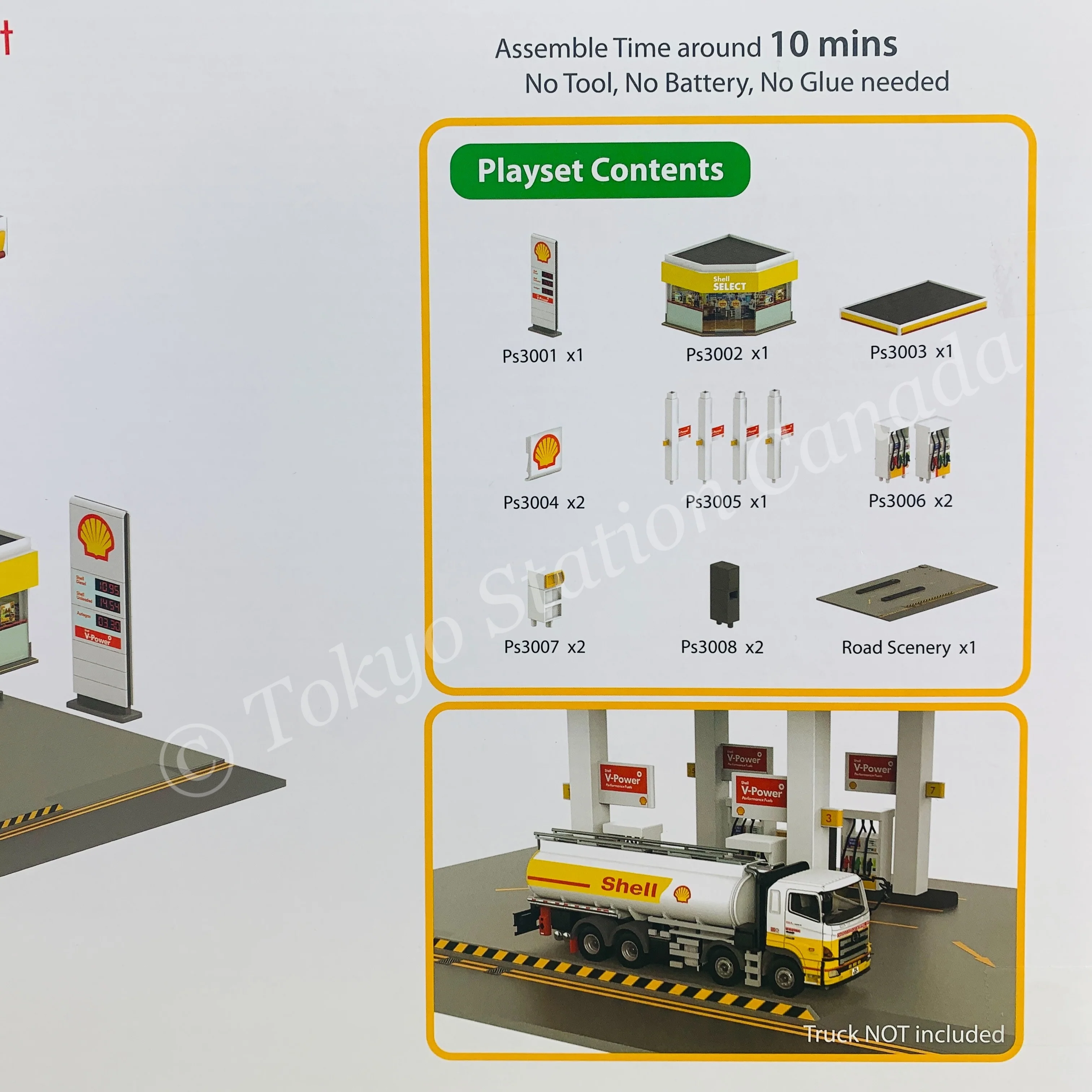 Tiny 微影 Hong Kong Shell Petrol Station Diorama Playset with Shell Figure Set Ps3 - Image 3
