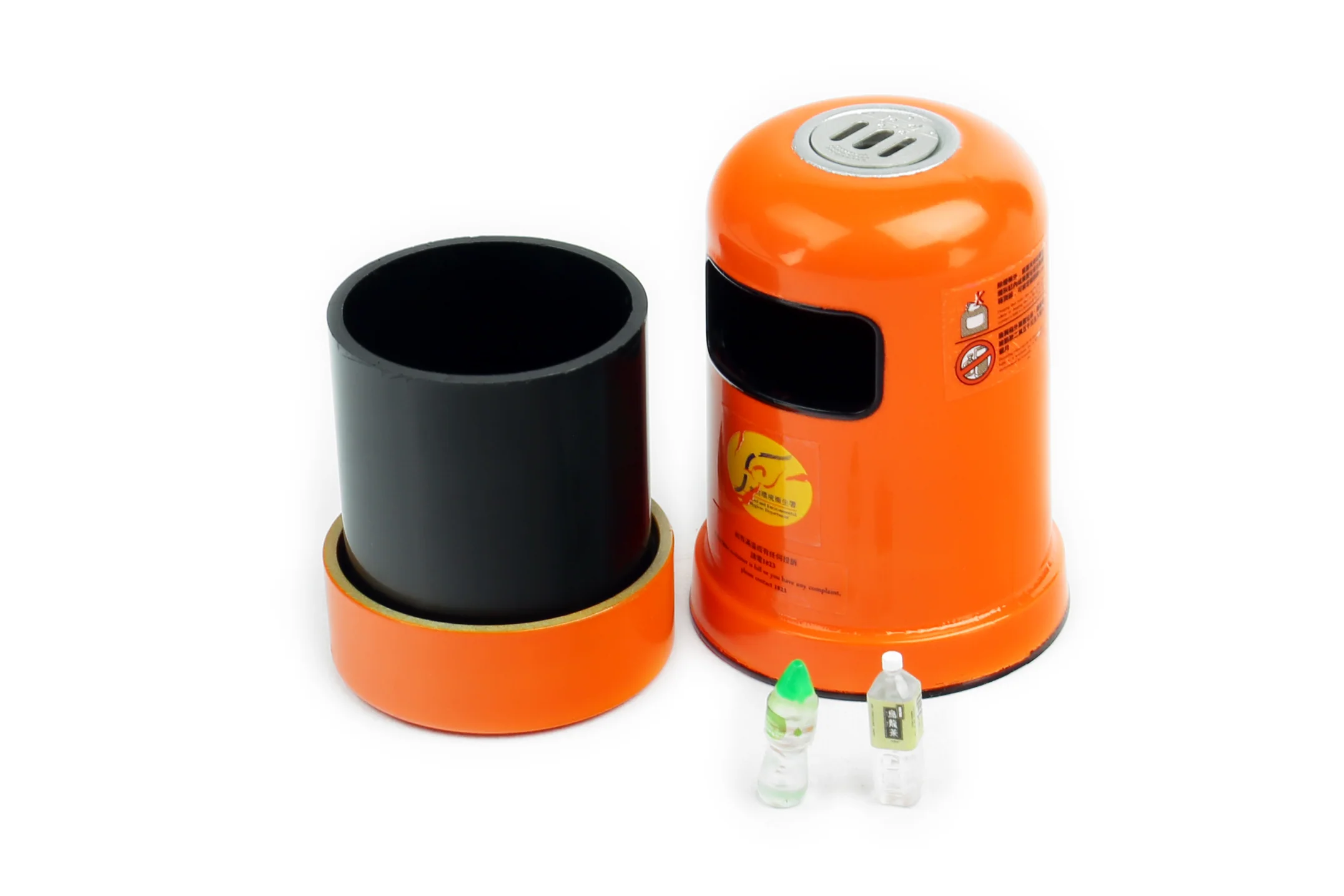 Tiny 1/18 Orange Rubbish Bin & Water Bottle & Oolong Tea Bottle 橙色垃圾筒、水樽及烏龍茶樽 - Image 3