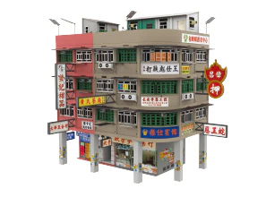 Tiny City Bd12 Hong Kong Old Tenements Street Diorama  Bd12 轉角唐樓 Ver. 2 - Image 2