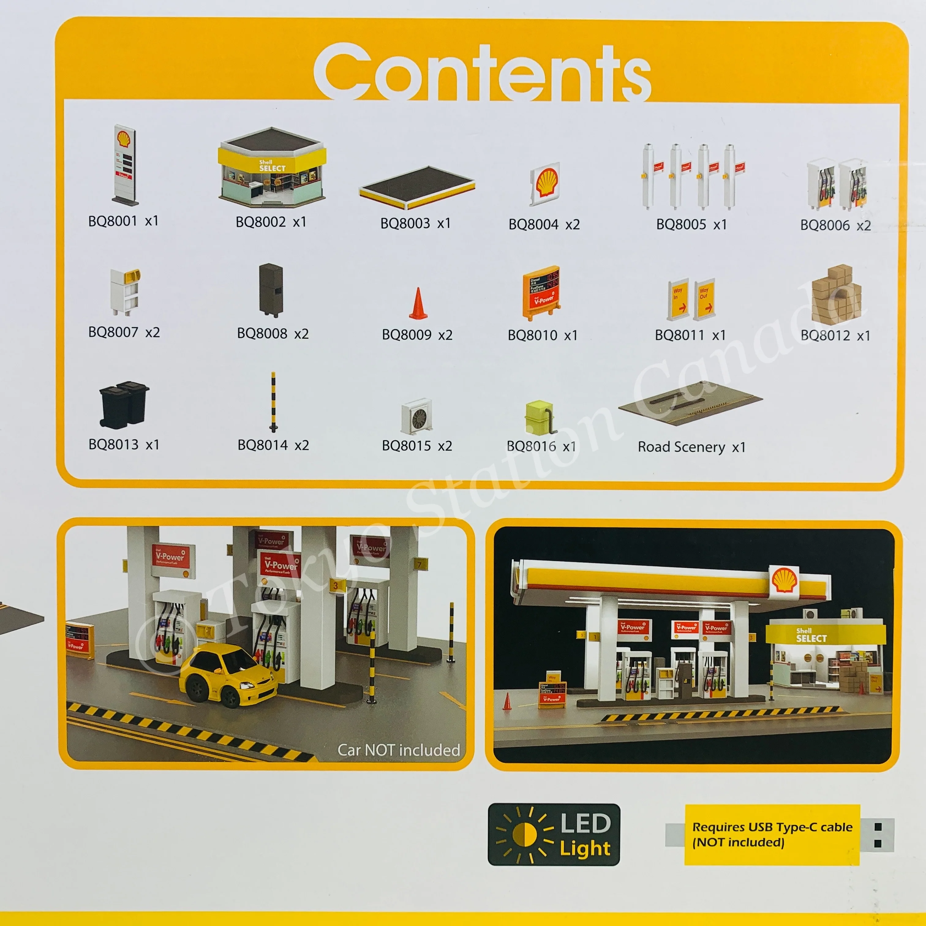TinyQ Hong Kong Shell Petrol Station Diorama with LED Light BQ8 - Image 3