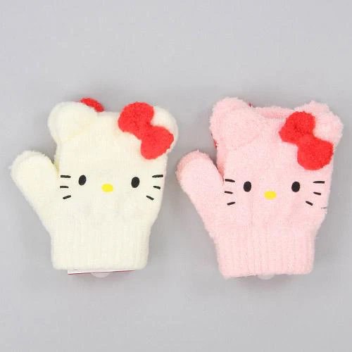 Toddler Gloves Kitty mittens - White - Image 2