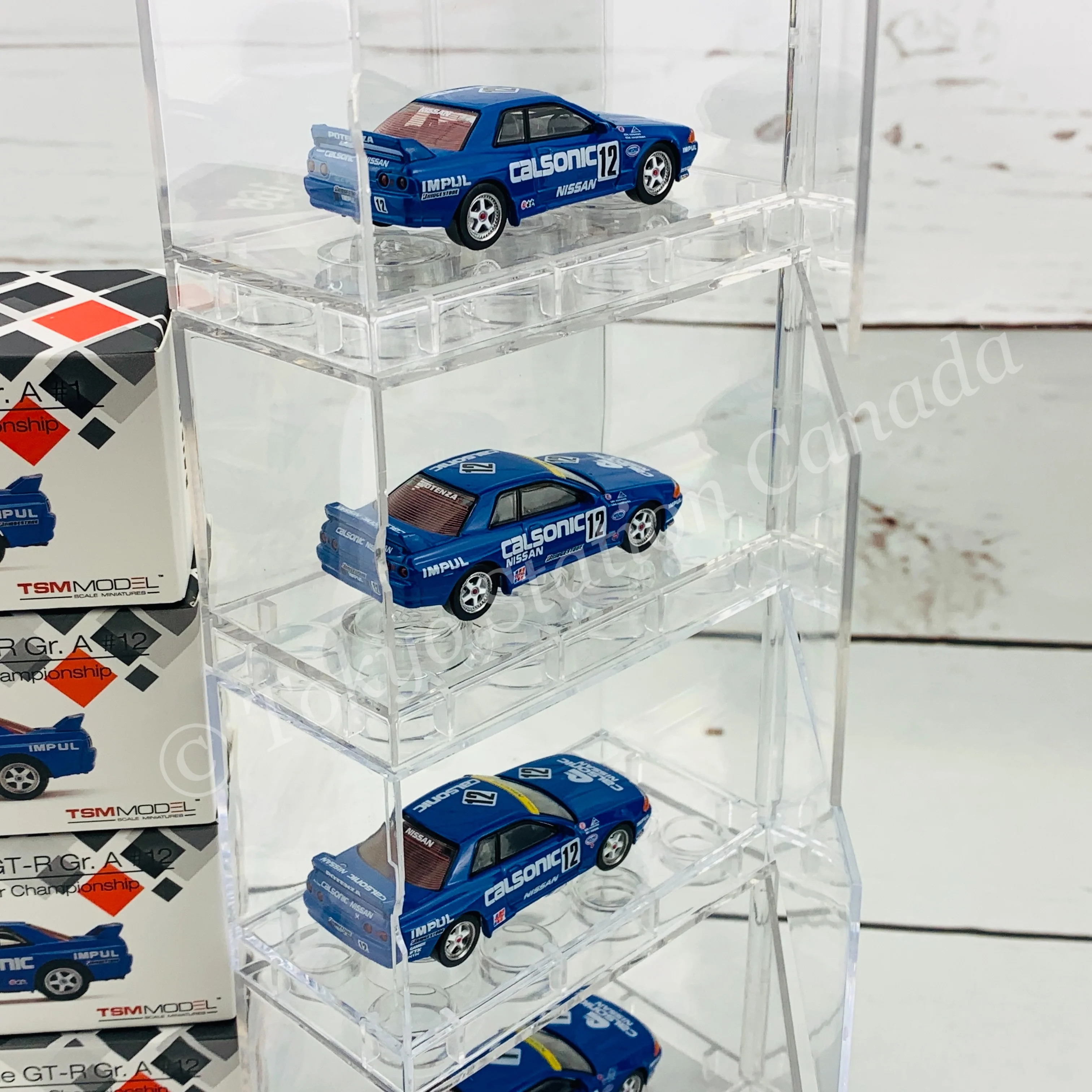 Tokyo Station Exclusive Package MINI GT 1/64 Nissan Skyline GTR R32 Gr. A Calsonic Japan Touringcar Championship Set including 4 x  TINY T-Brick10 Stackable Display - Image 5