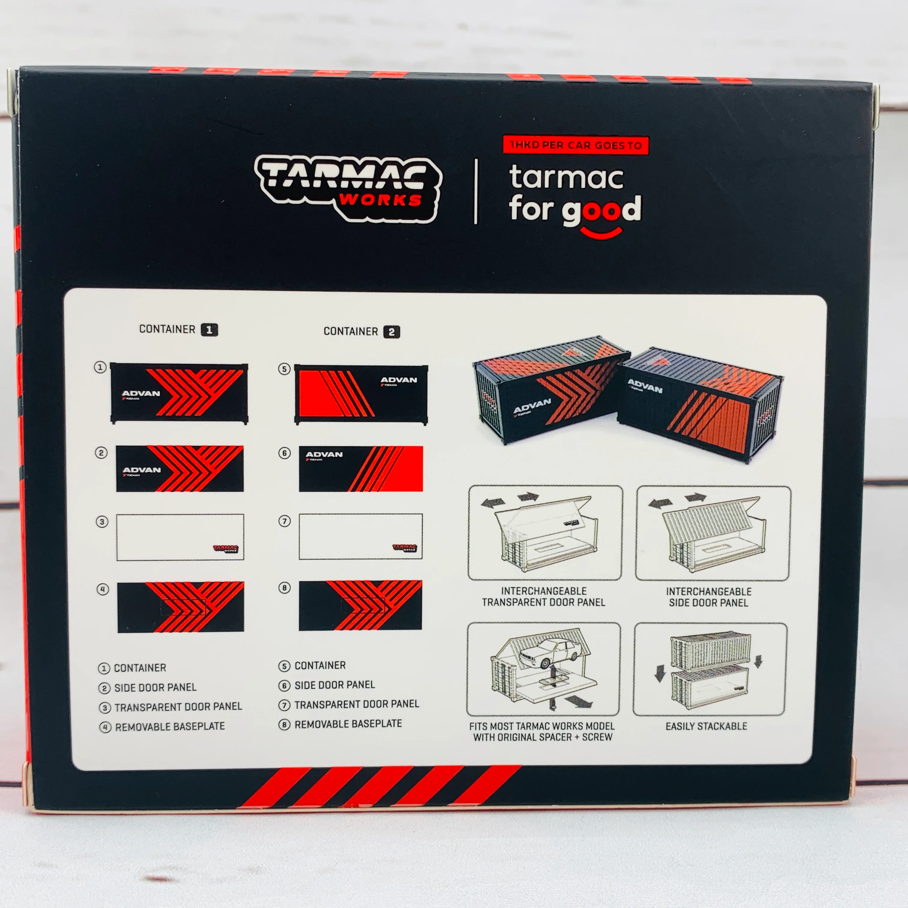 Tokyo Station Exclusive Package - Tarmac Works 1/64 Toyota Corolla AE92 JTCC 1990 Div.3 Champion 鈴木惠一/ 新田守男 T64-036-90JTC25 and Tarmac Works 1/64 Containers Set - ADVAN T64C-001-ADV - Image 6