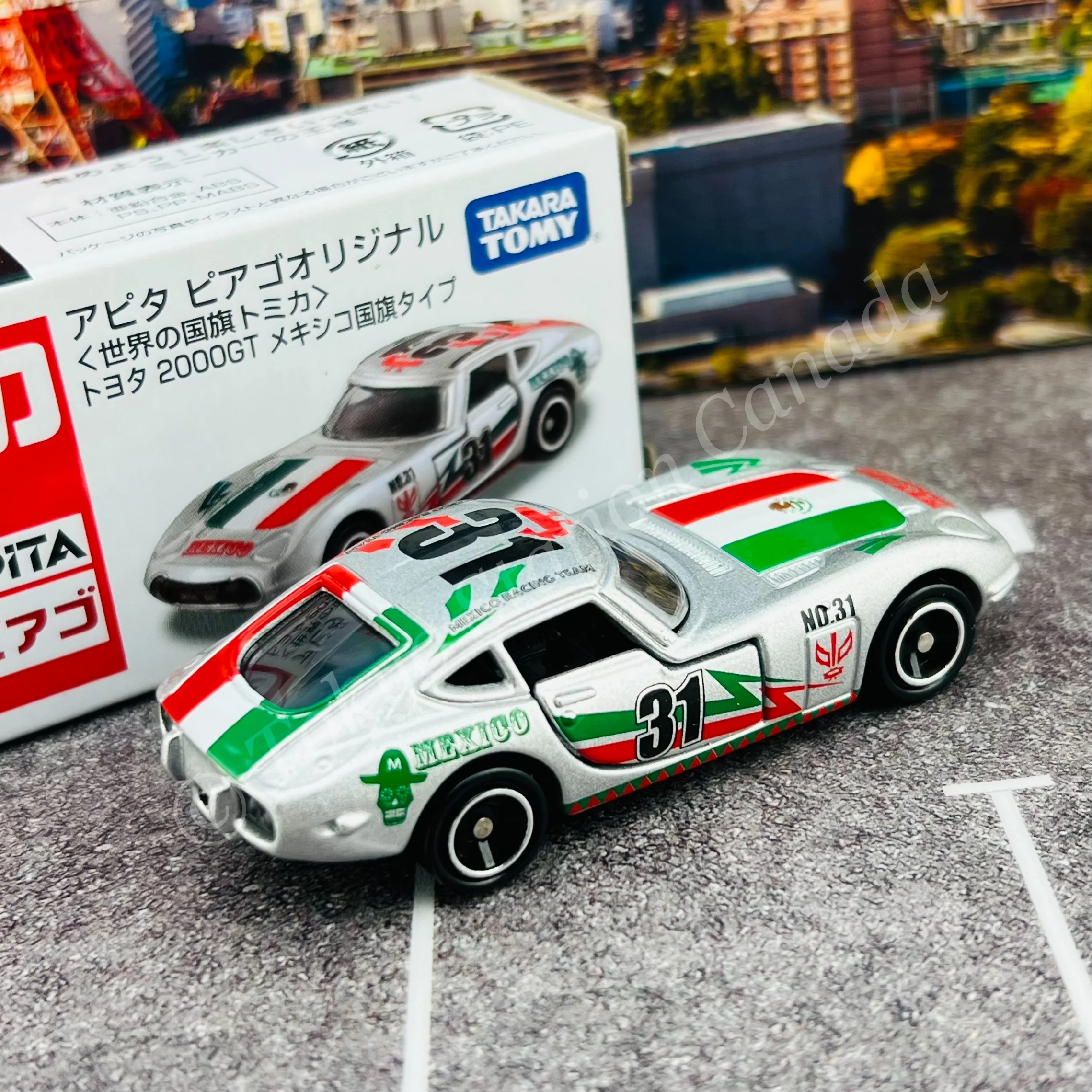TOMICA APITA PIAGO Original (World Flag Tomica) Toyota 2000GT Mexico Flag - Image 2