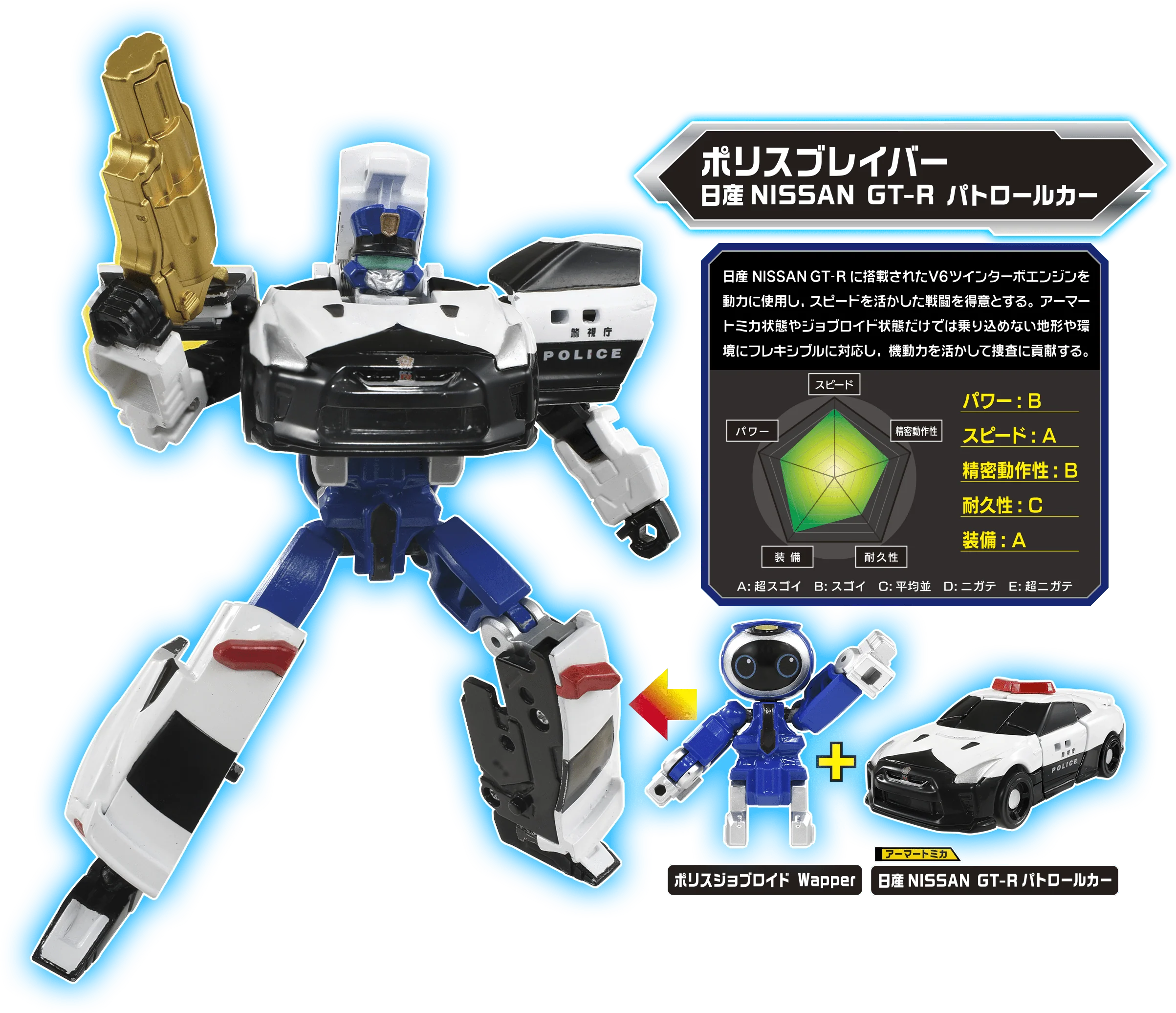 Tomica JOBRAVER DX SET Police / Fire Fighting / Rescue (Speical GOLD Weapons included)  4904810189749 - Image 4