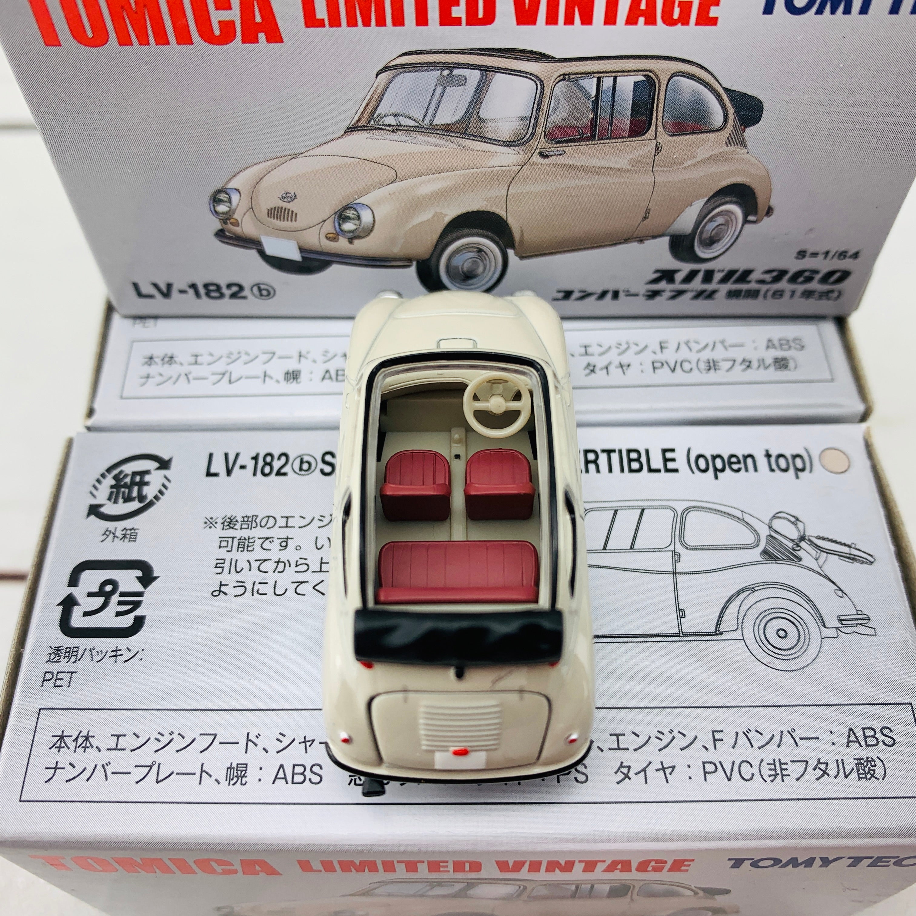 Tomica Limited Vintage 1/64 Subaru 360 Convertible (Open Top) LV-182b (1961) - Image 4