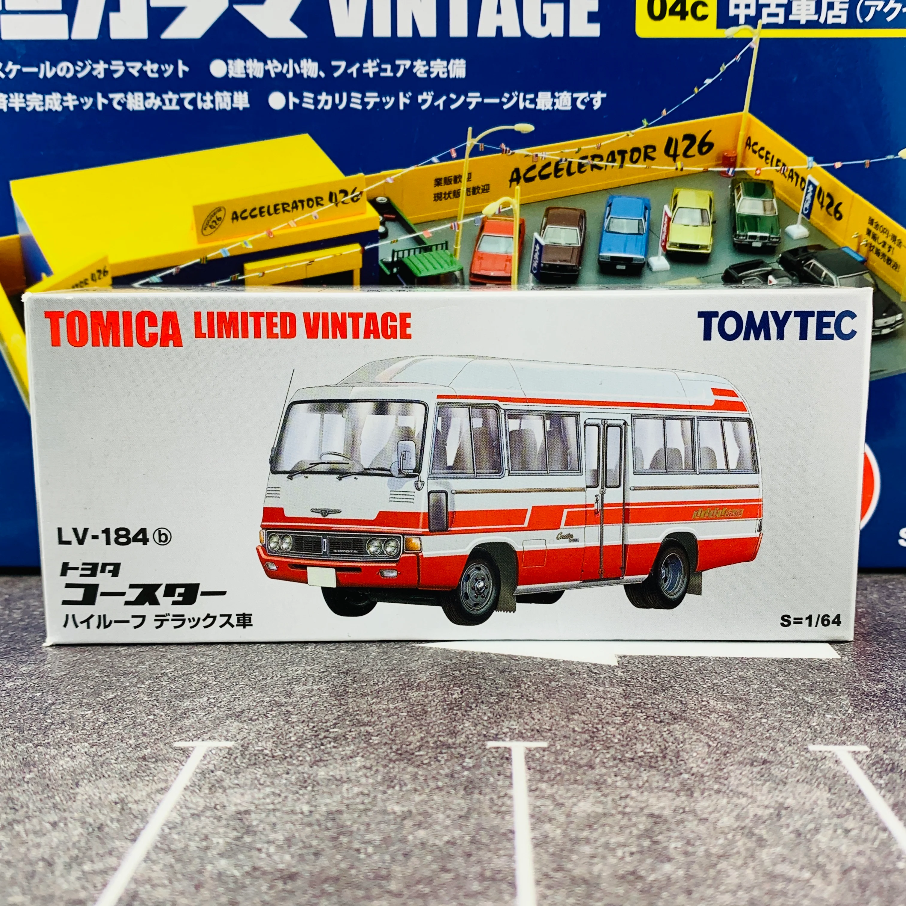 Tomica Limited Vintage 1/64 Toyota Coaster LV-184b (White/Red) - Image 6