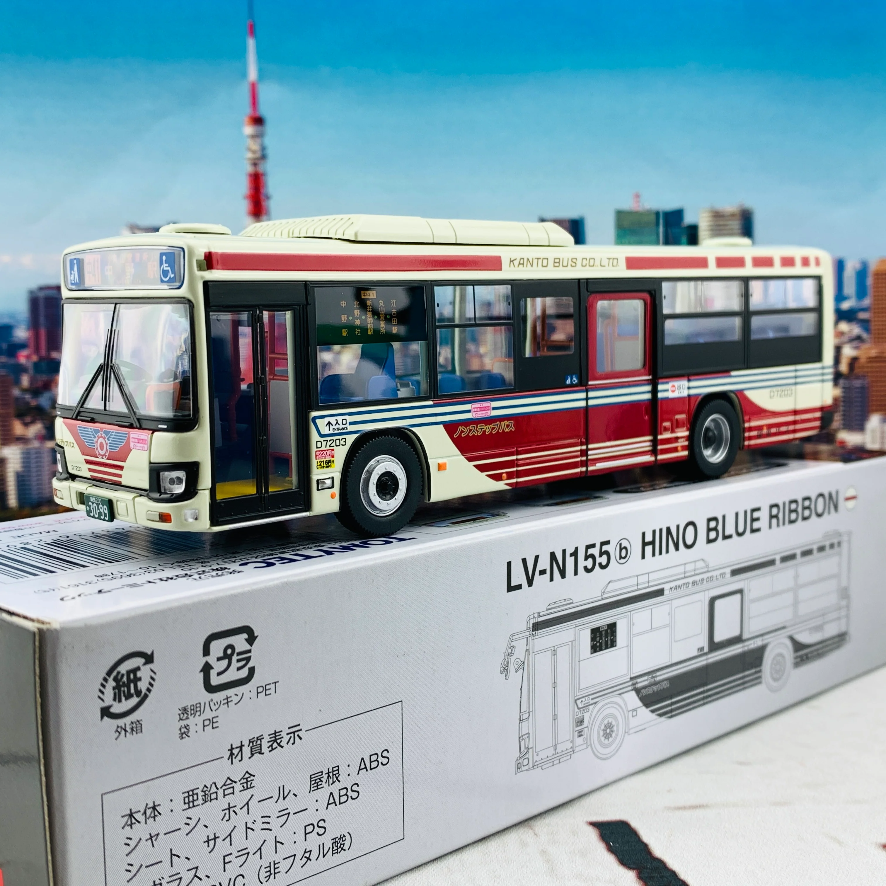 Tomica Limited Vintage Neo 1/64 Hino Blue Ribbon Kanto Bus LV-N155b - Image 4