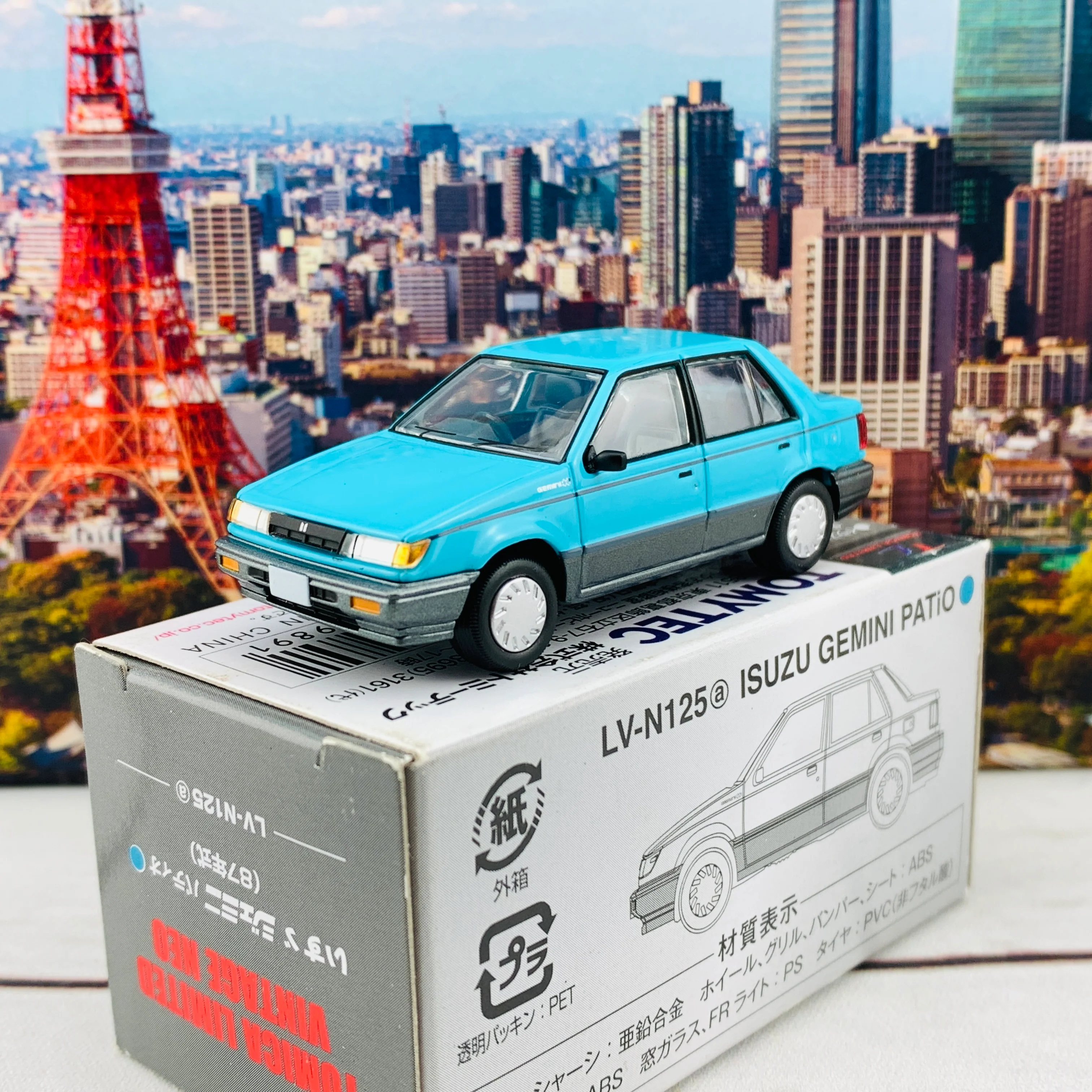 Tomica Limited Vintage Neo 1/64 Isuzu Gemini PATiO Blue LV-N125a - Image 2
