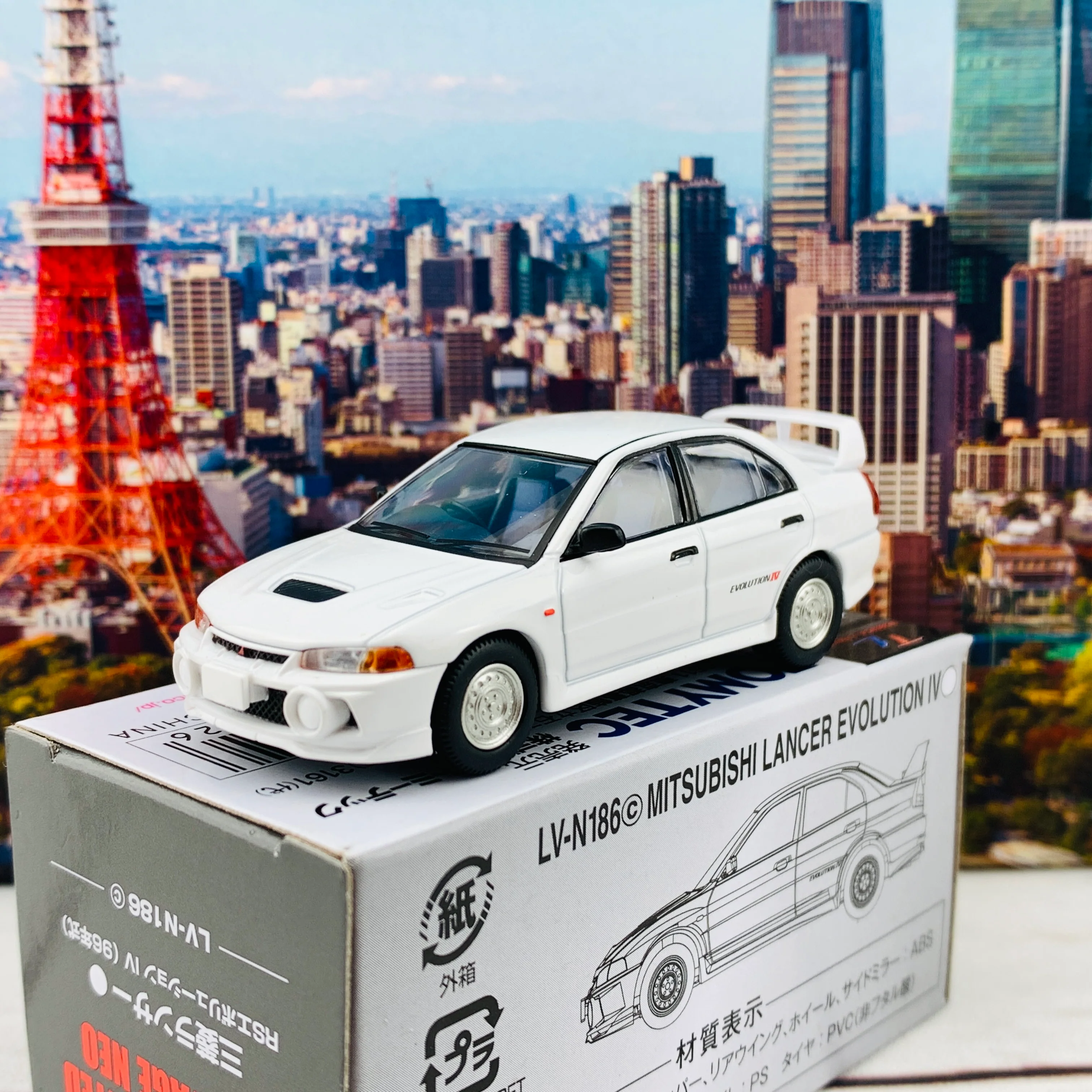 Tomica Limited Vintage Neo 1/64 Mitsubishi Lancer Evolution IV WHITE LV-N186c - Image 2