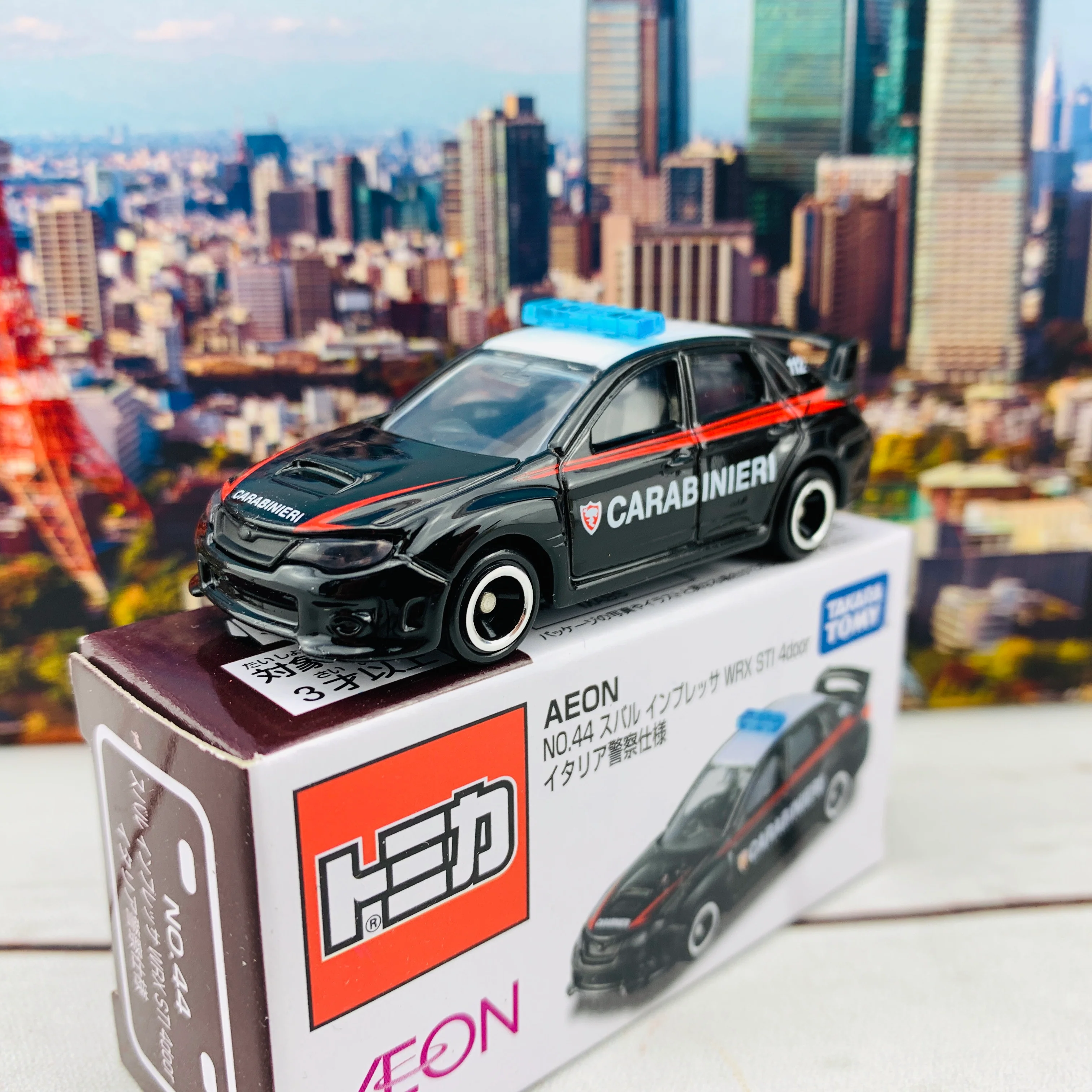Tomica AEON No. 44 Subaru Impreza WRX STi 4 door Italy Police Car - Image 2