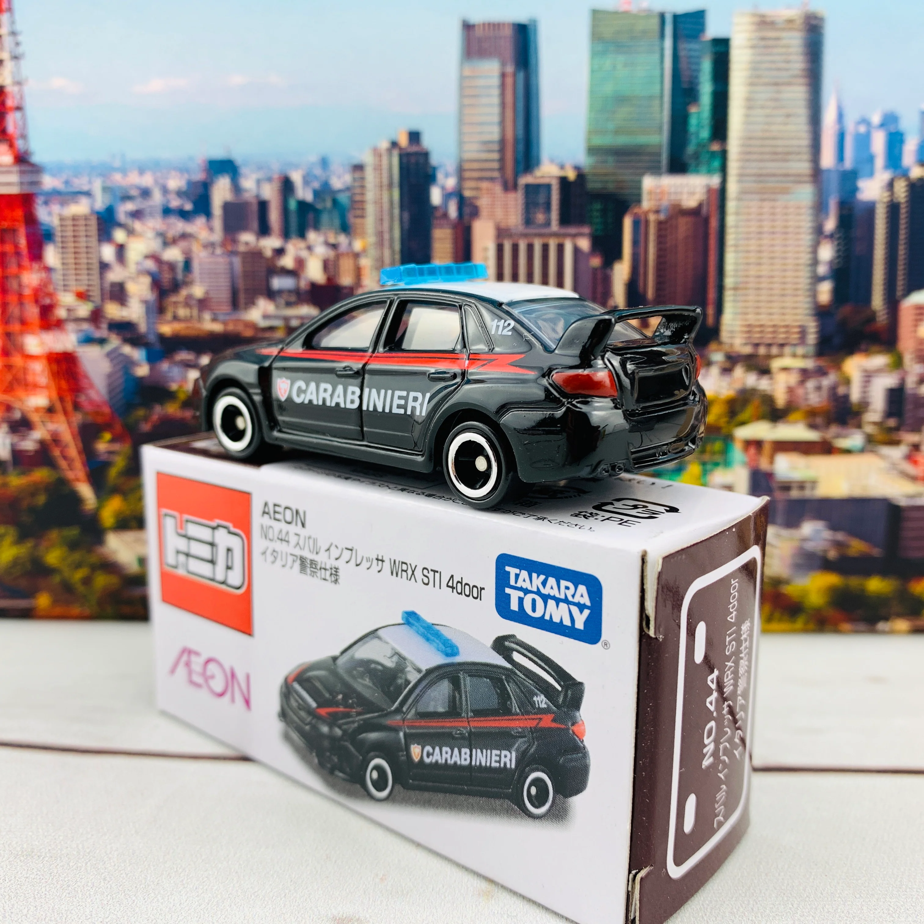 Tomica AEON No. 44 Subaru Impreza WRX STi 4 door Italy Police Car - Image 3