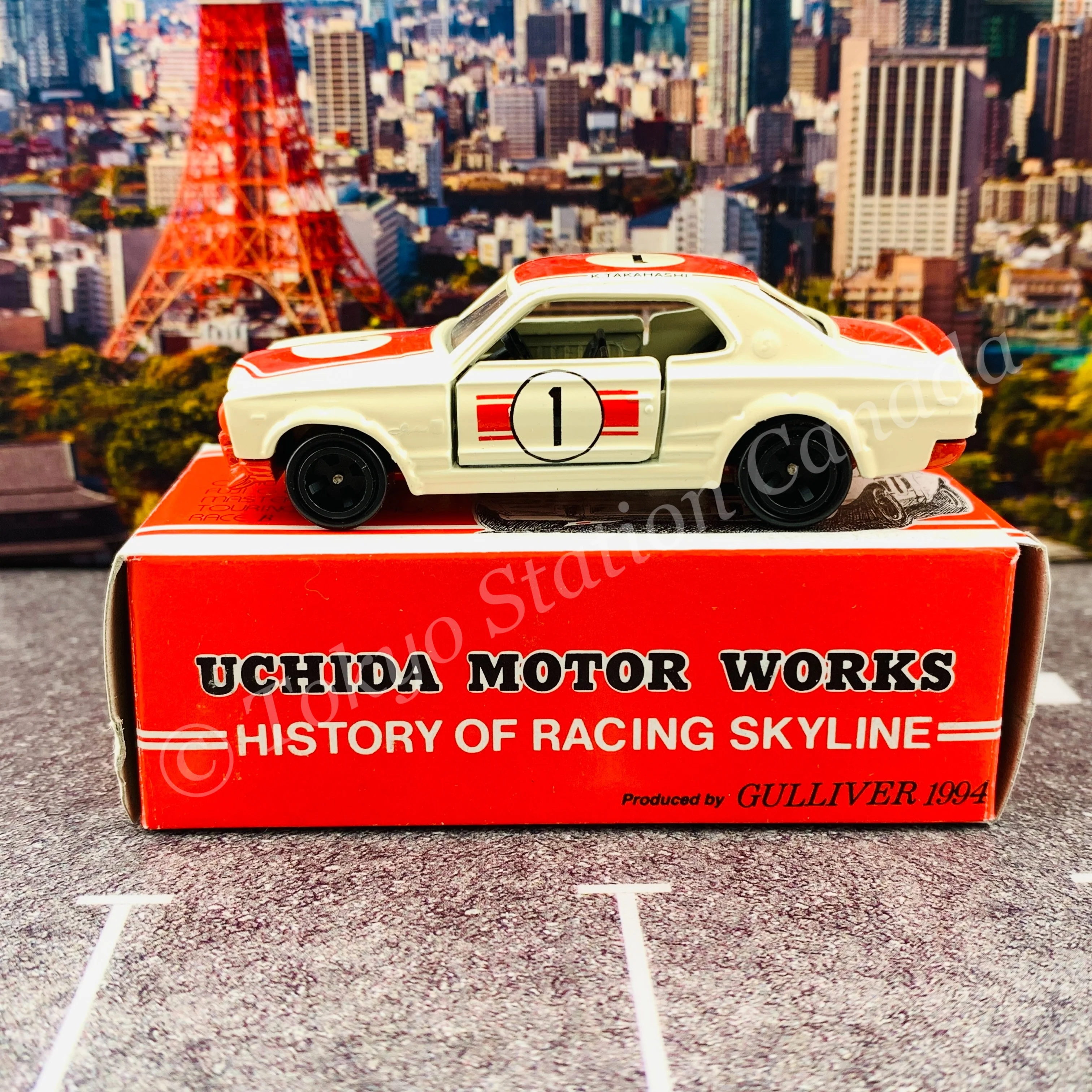 TOMICA x GULLIVER 1994 UCHICA MOTOR WORKS Skyline HT 2000 GT-R (KPGC10) #1 K. TAKAHASHI MADE IN JAPAN - Image 3