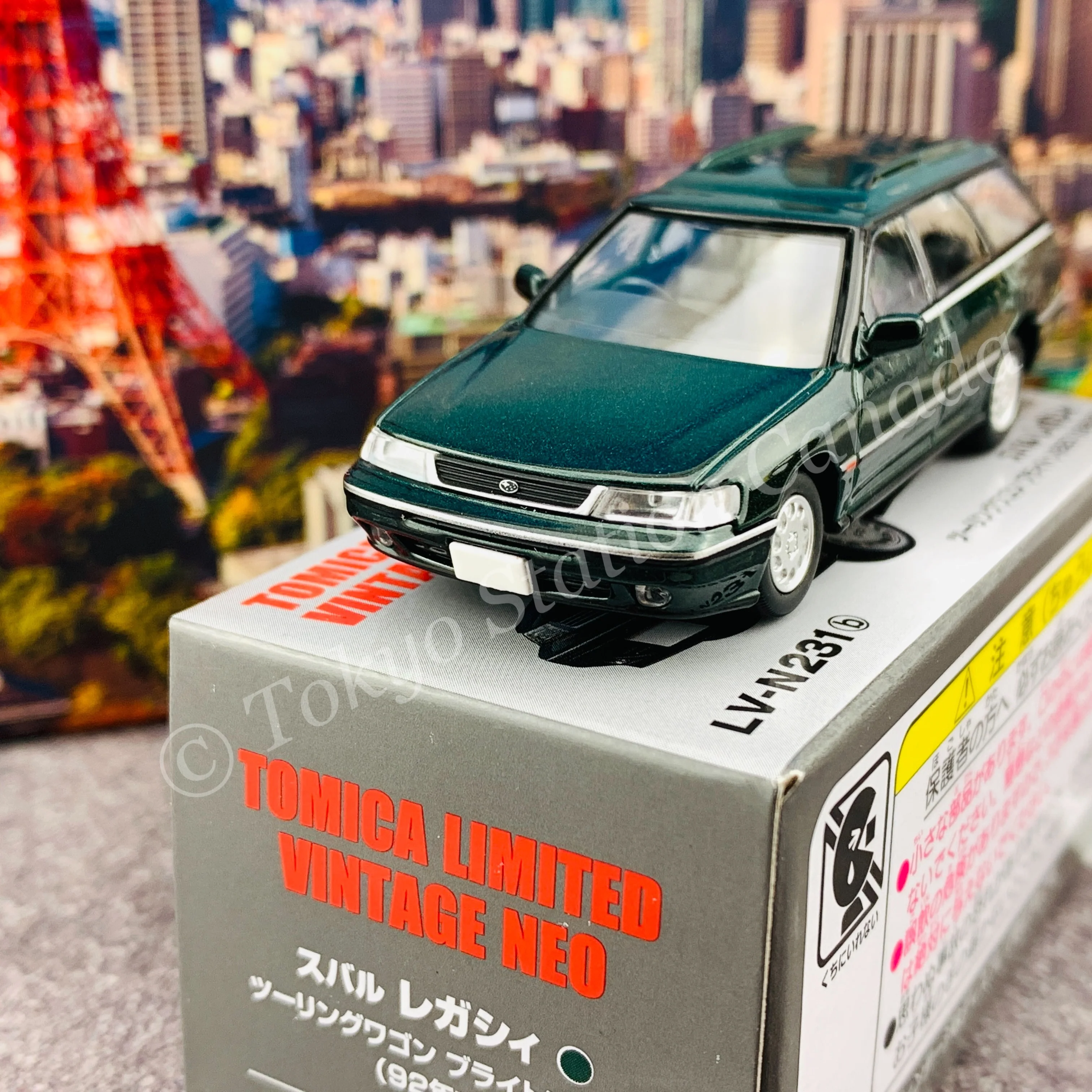 TOMYTEC TOMICA LIMITED VINTAGE NEO 1/64 Subaru Legacy Touring Wagon Brighton 220 Green (1992) LV-N231b - Image 2