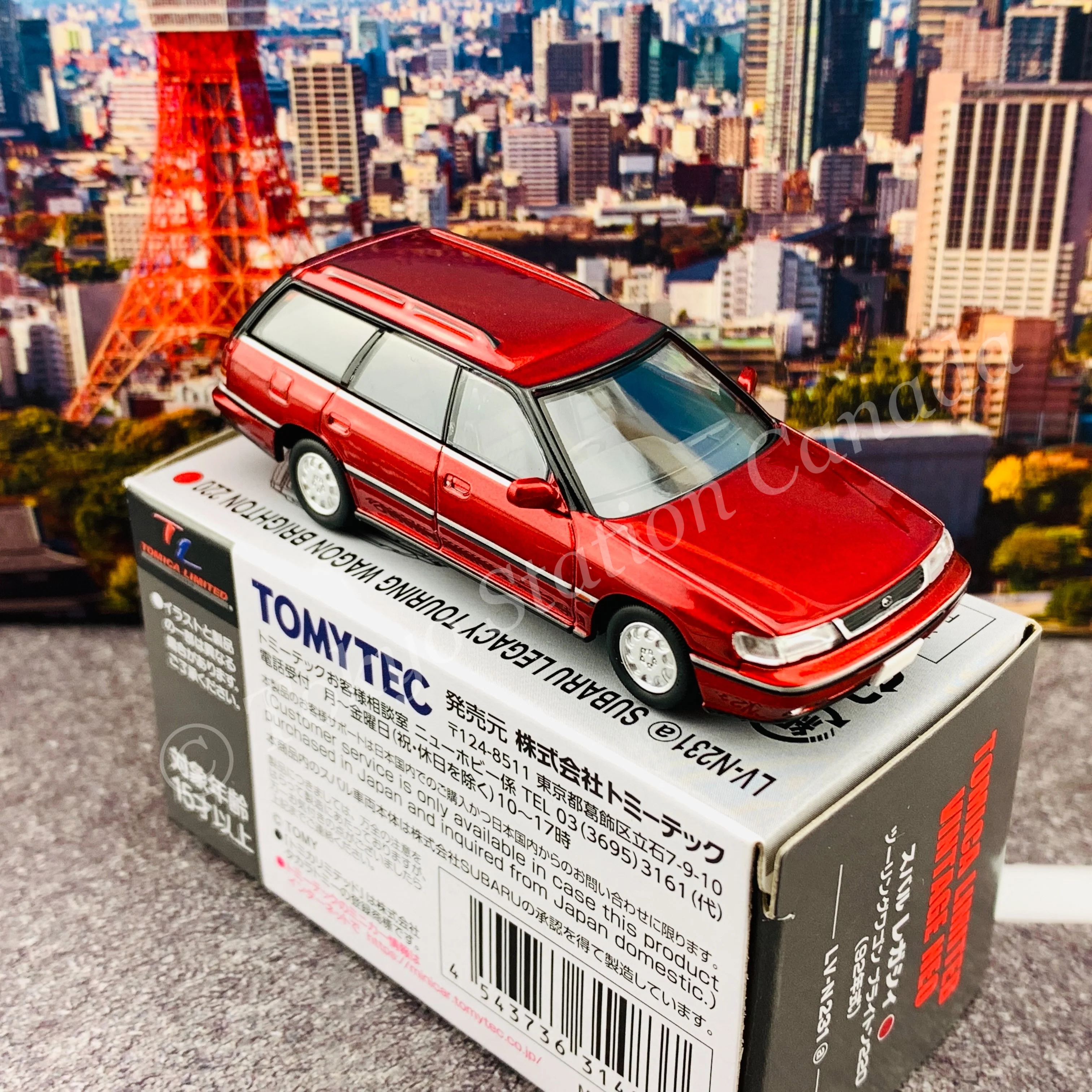 TOMYTEC TOMICA LIMITED VINTAGE NEO 1/64 Subaru Legacy Touring Wagon Brighton 220 Red (1992) LV-N231a - Image 4