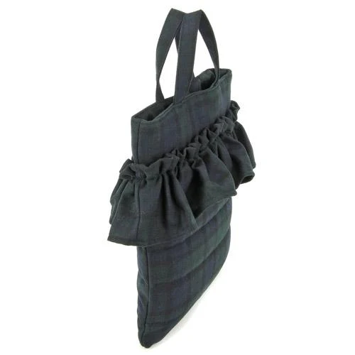Wool Vertical Tote Bag - Green Plaid - Image 2